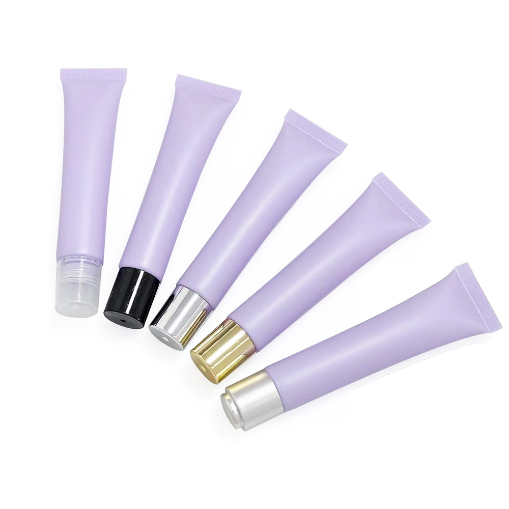 20g Pump Lotion Tube Matte Purple Squeeze Lip Gloss Tubes Eye Cream Massage Refillable Cosmetic Soft Plastic Tube