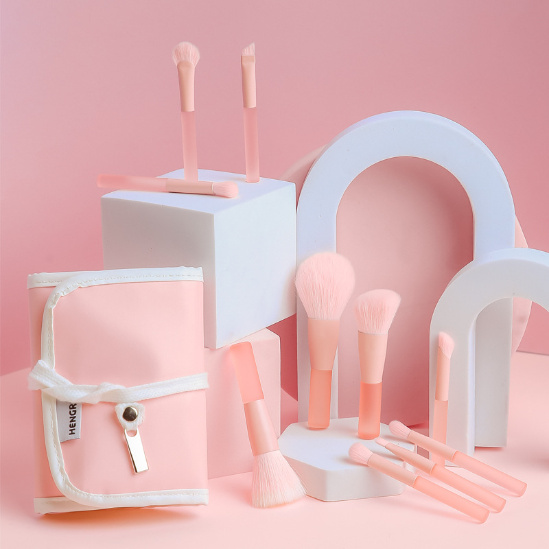 New Arrival Cute Mini Pink Cosmetic Brush Beauty Tools Brochas De Maquillaje 10pcs Portable Travel Makeup Brush Set