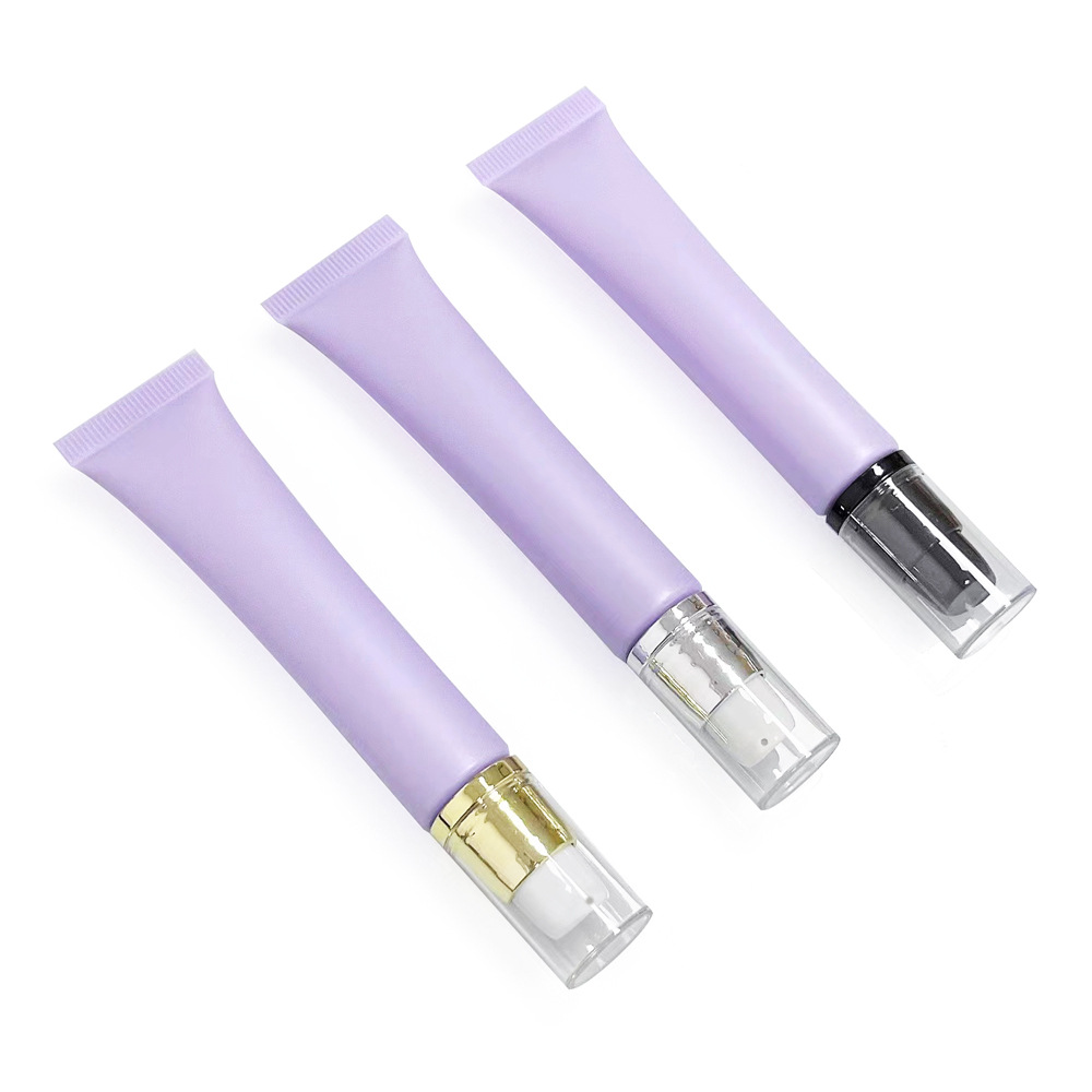 20g Pump Lotion Tube Matte Purple Squeeze Lip Gloss Tubes Eye Cream Massage Refillable Cosmetic Soft Plastic Tube