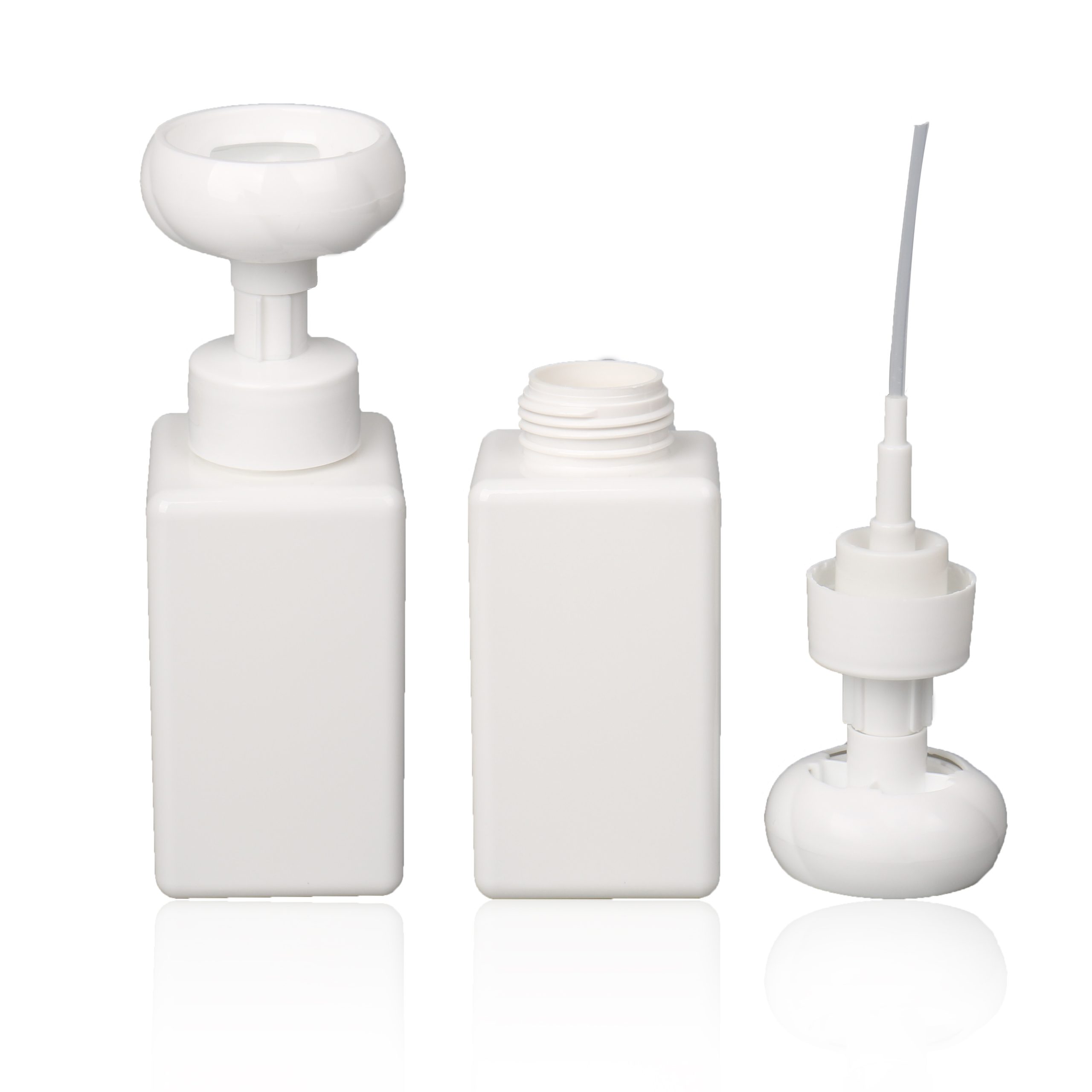 Refillable 250ml 450ml Square Facial Cleanser Soap Lotion Dispenser Pump Plastic Flower Shaped Foam Flower Bottle