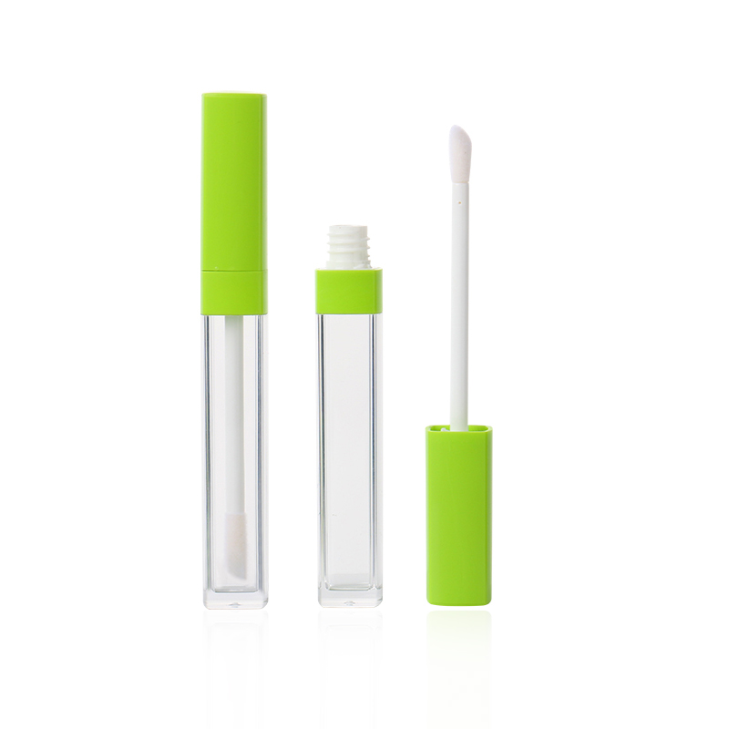 Wholesale New Unique Private Label Light Green Clear Plastic Slim Square Empty Custom Lip Gloss Tubes With Wands