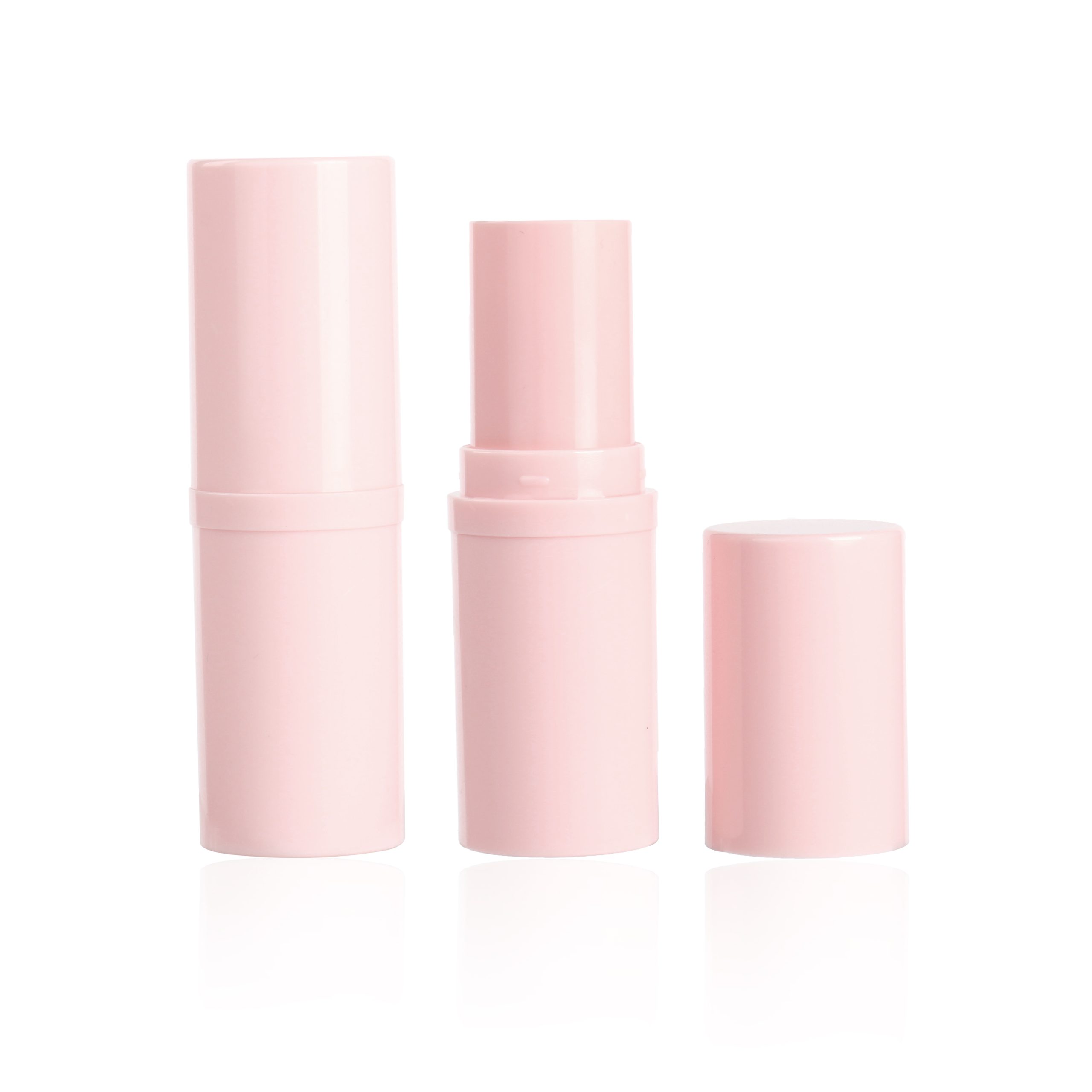 Customized Empty Plastic Packaging Round Shape Twist Lip Balm Tubes Container Pink Lipstick Tube