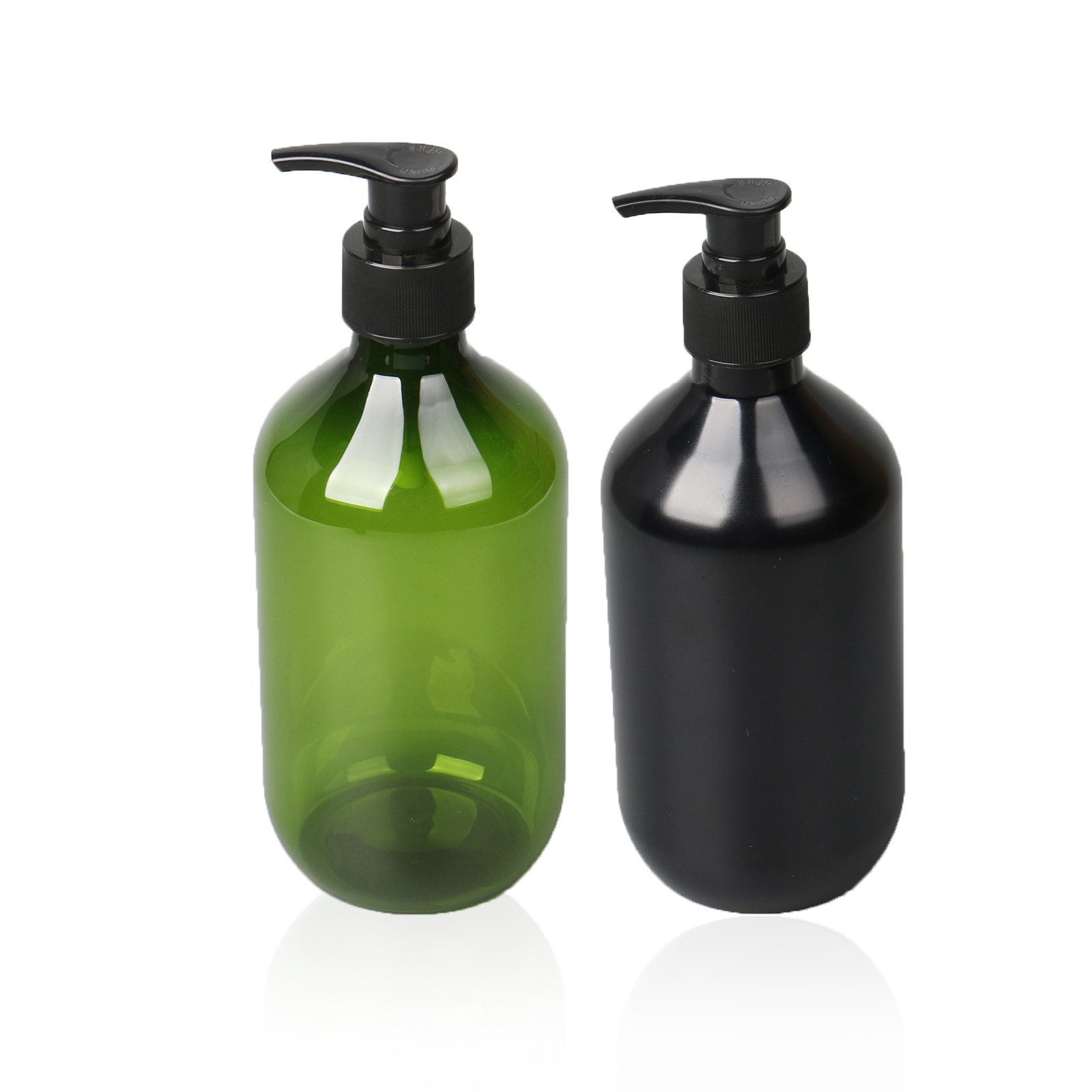 Plastic Shampoo Bottle 300ml 500ml Round Shoulder Pet Hand Sanitizer Black Body Wash Bottle Press Pump Lotion Bottles