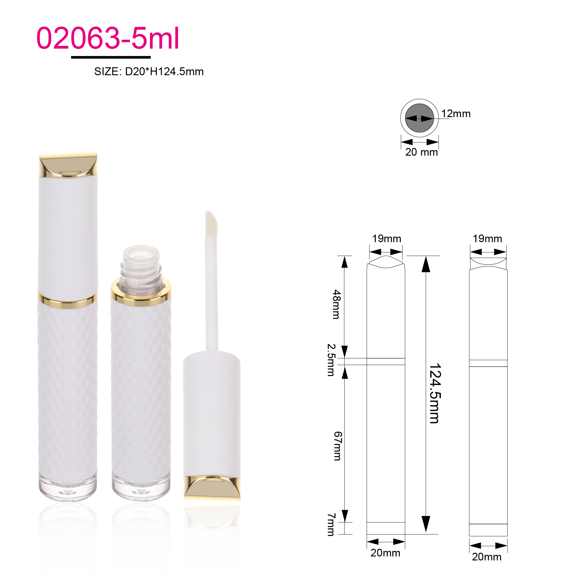 Gold ABS Plastic Lipstick Container Case Luxury Unique Lip Gloss Tube Packaging With Shield Shape Mirror