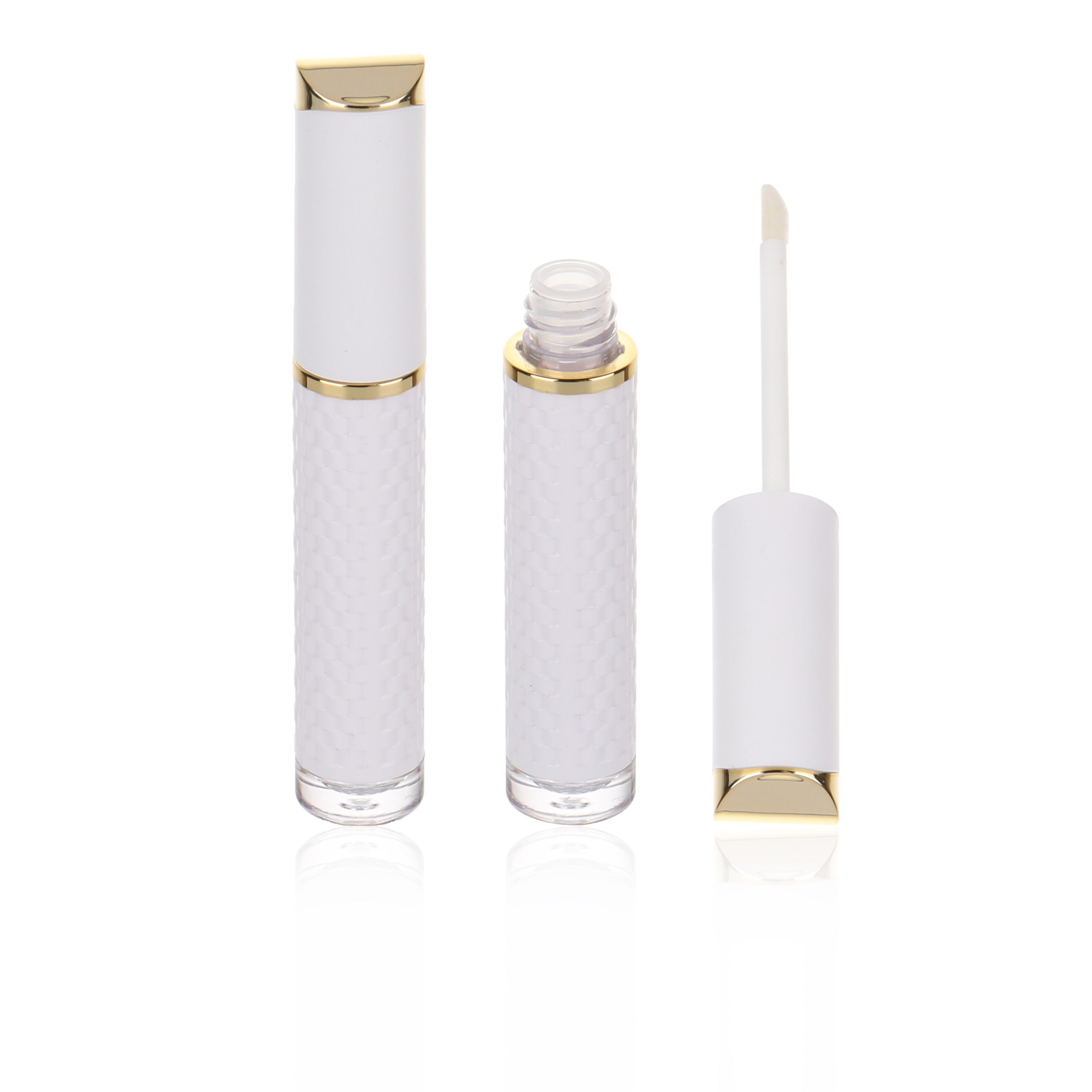 Gold ABS Plastic Lipstick Container Case Luxury Unique Lip Gloss Tube Packaging With Shield Shape Mirror