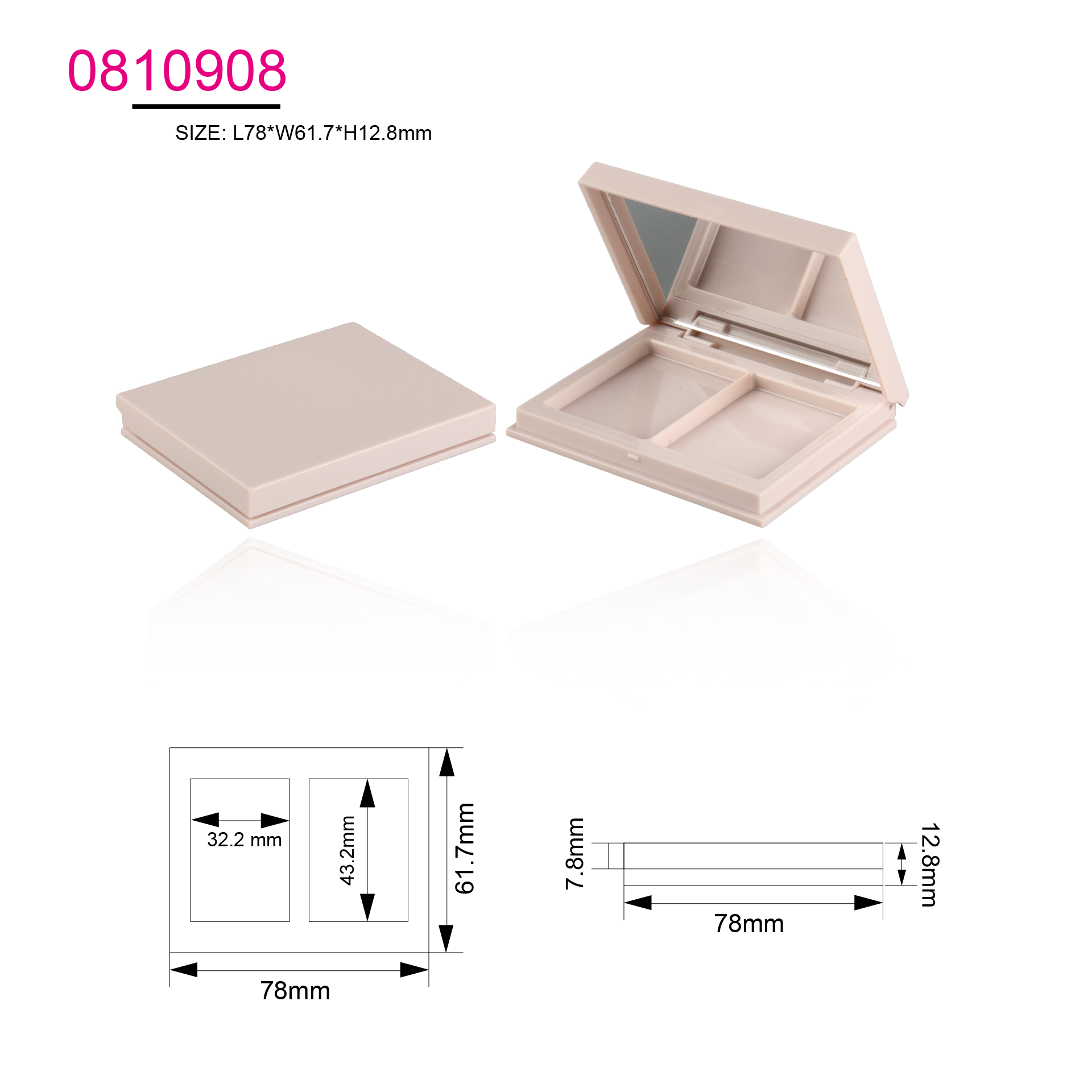 Plastic Makeup Cases Eyeshadow Containers 1/2/6 colors Compact Custom Empty Eye Shadow Blusher Palette With Mirror