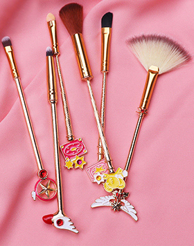 6Pcs Girl Gift Pink Makeup Brushes Cardcaptor Sakura Bling Cartoon Style Makeup Brush Set