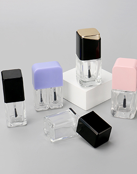 Empty 8ml 10ml Luxury Glass 2 in 1 Nail Polish Oil Packaging Square Gel Nail Polish Bottle With Cap And Brush