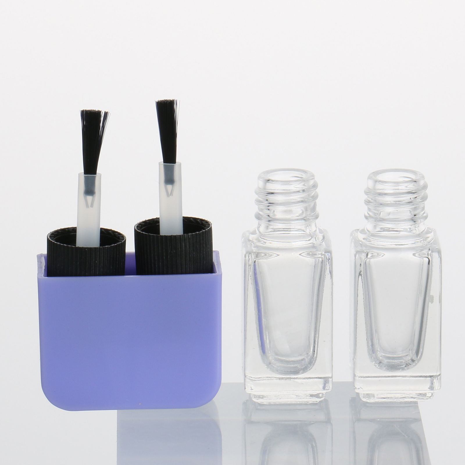 Empty 8ml 10ml Luxury Glass 2 in 1 Nail Polish Oil Packaging Square Gel Nail Polish Bottle With Cap And Brush