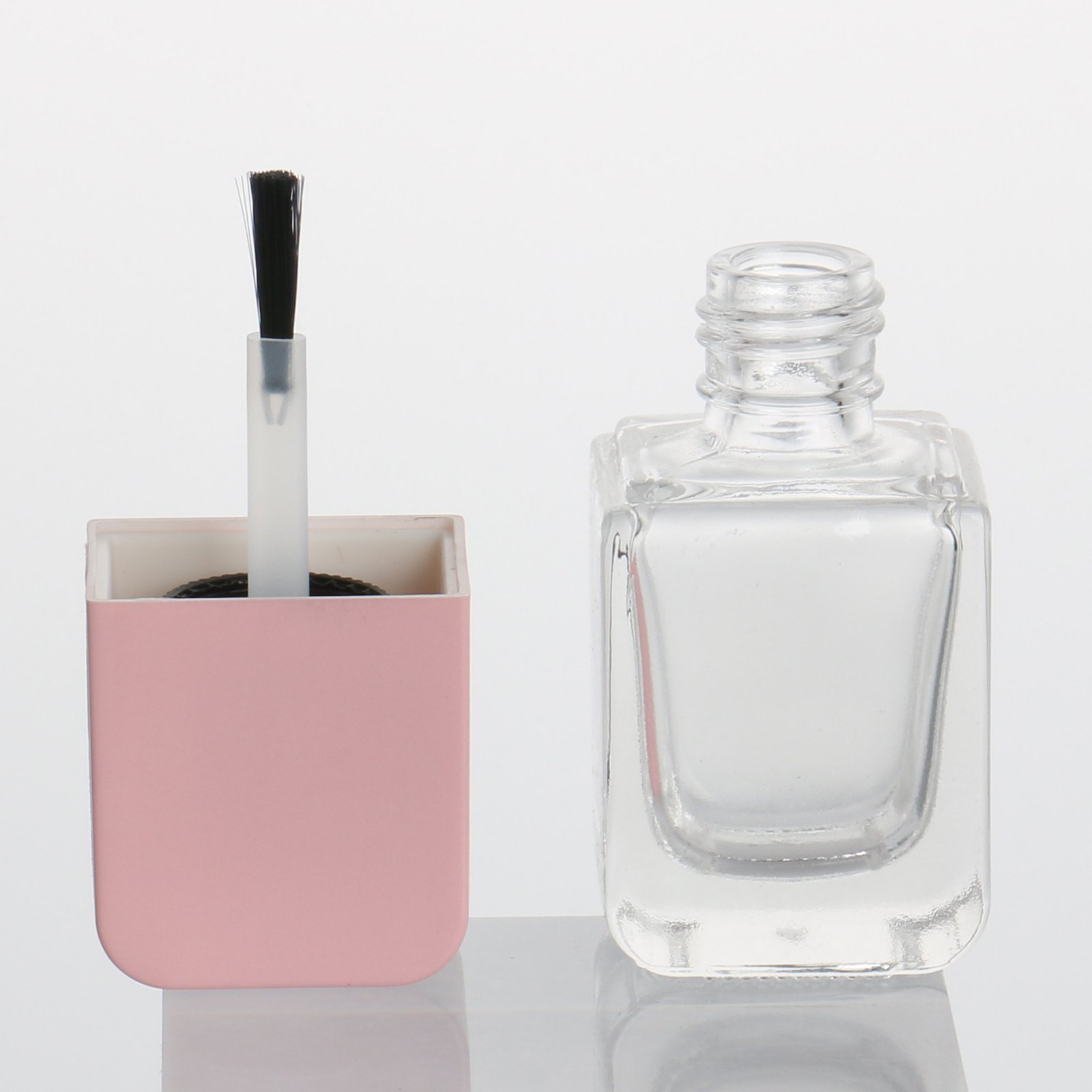 Empty 8ml 10ml Luxury Glass 2 in 1 Nail Polish Oil Packaging Square Gel Nail Polish Bottle With Cap And Brush