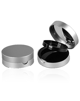 Empty Round Metal Finishing Middle Layers Loose Powder Container Matte Silver Plastic Compact Powder Case With Mirror