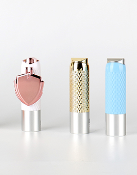 New Design Blue Rose Gold Lipstick Tube Packaging Luxury Empty Plastic Shield Shaped Mirror Lip Balm Container For Cosmetic