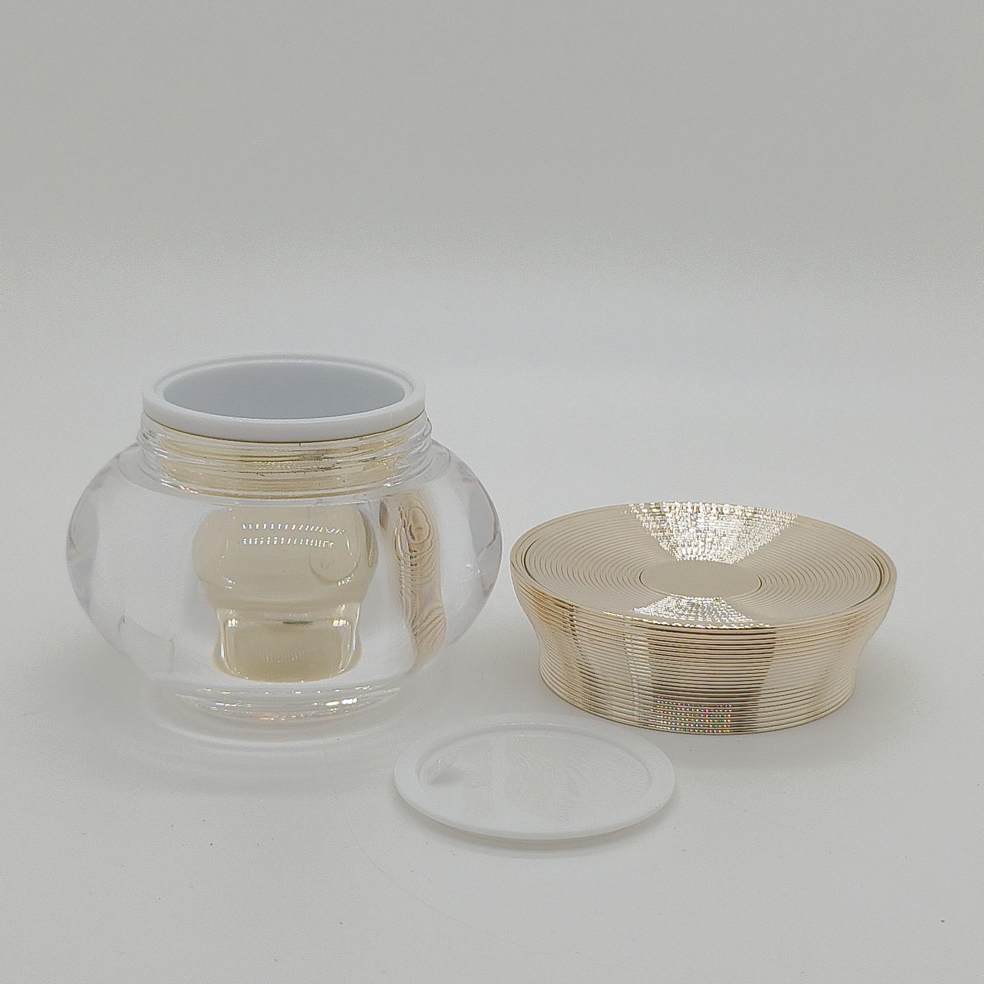 40g Luxury Empty Facial Essence Plastic Container Double Wall 30g Acrylic Cream Jar With Gold Lid