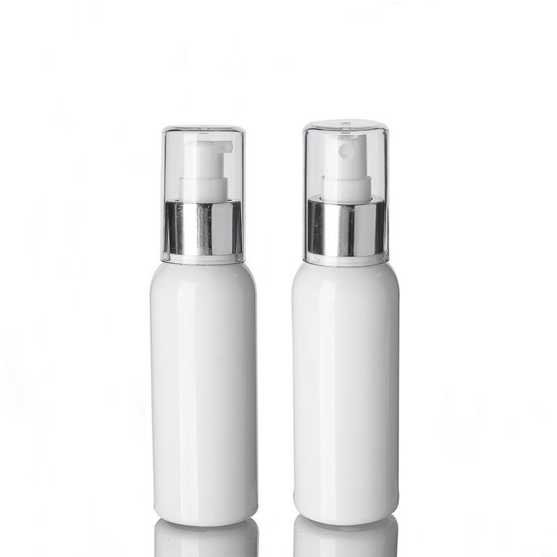 100ml 200ml Cosmetic White Round PET Refillable Plastic Fine Mist Silver Top Lotion Liquid Spray Empty Bottles