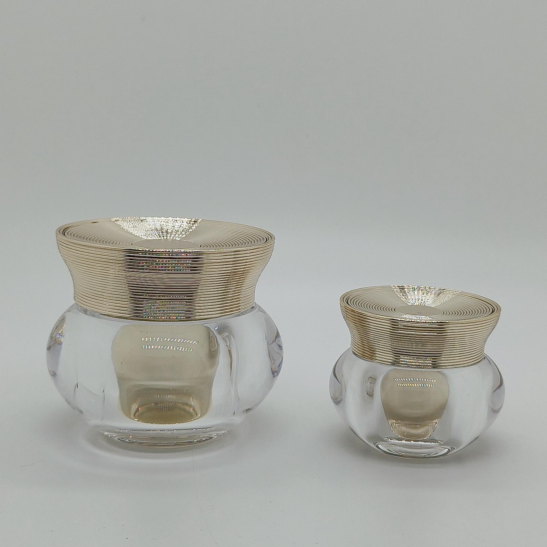 40g Luxury Empty Facial Essence Plastic Container Double Wall 30g Acrylic Cream Jar With Gold Lid