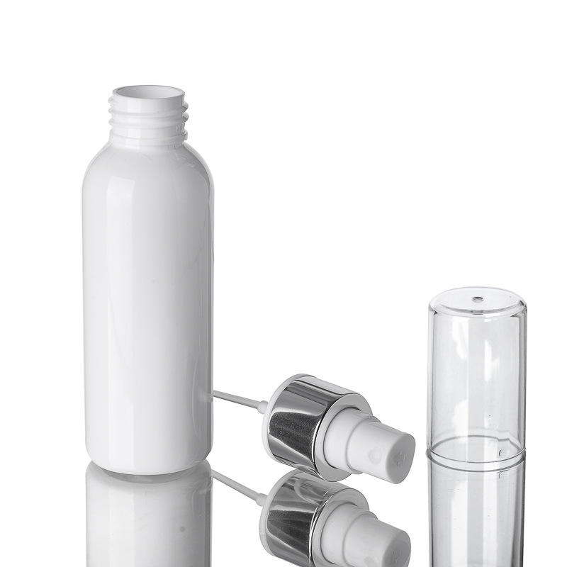 100ml 200ml Cosmetic White Round PET Refillable Plastic Fine Mist Silver Top Lotion Liquid Spray Empty Bottles