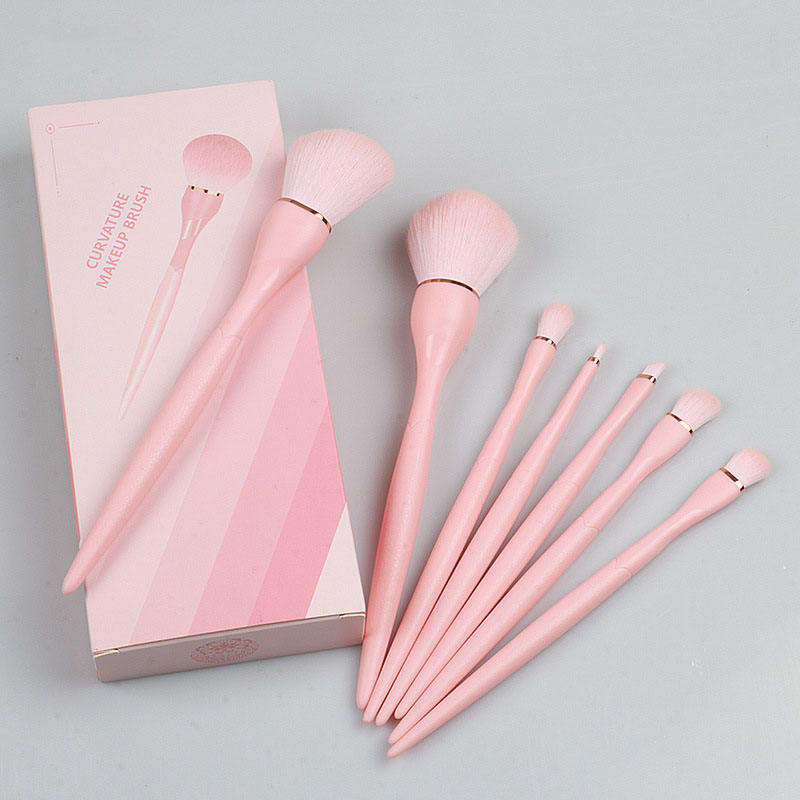 Eye Shadow Powder Foundation Concealer Cosmetic Pink Luxury Makeup Brush Set 7pcs Vegan Black Makeup Brushes