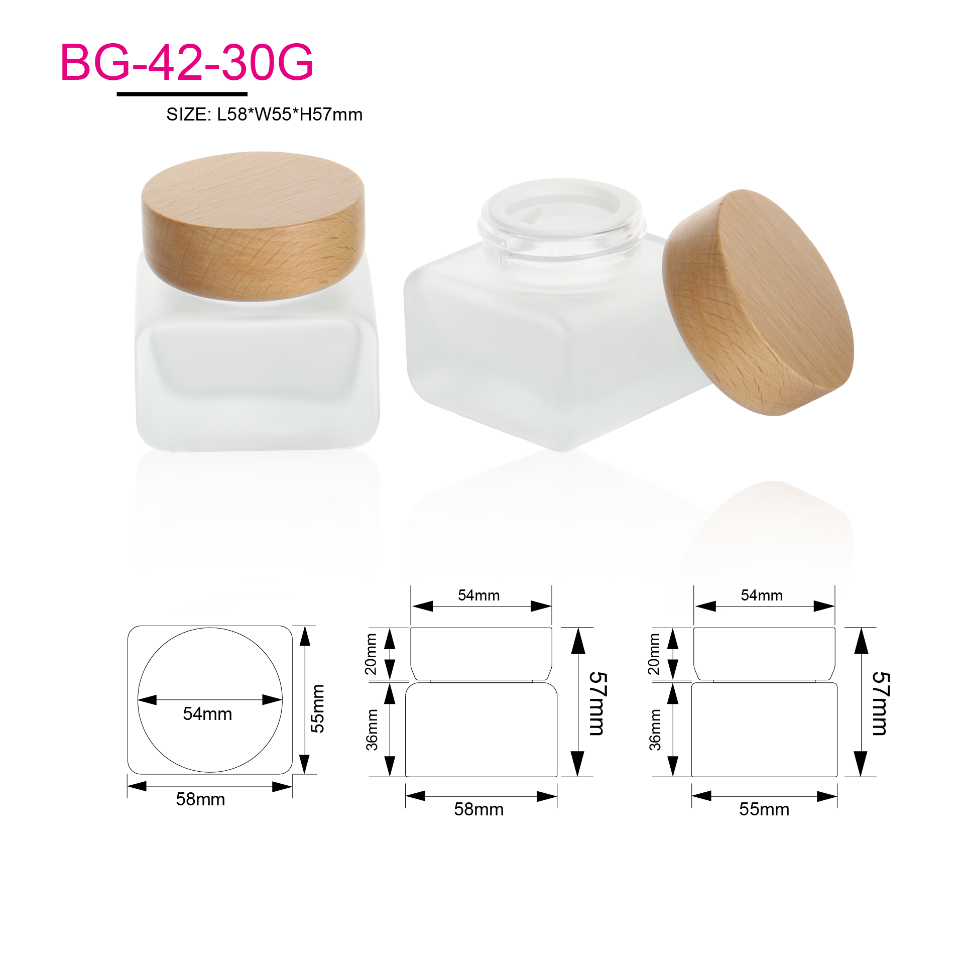 30g 30ml 60ml 100ml Skincare Frosted Clear E30ml ssential Oil Bamboo Glass Cosmetic Spray Lotion Pump Bottles And Cream Jar Packaging Set