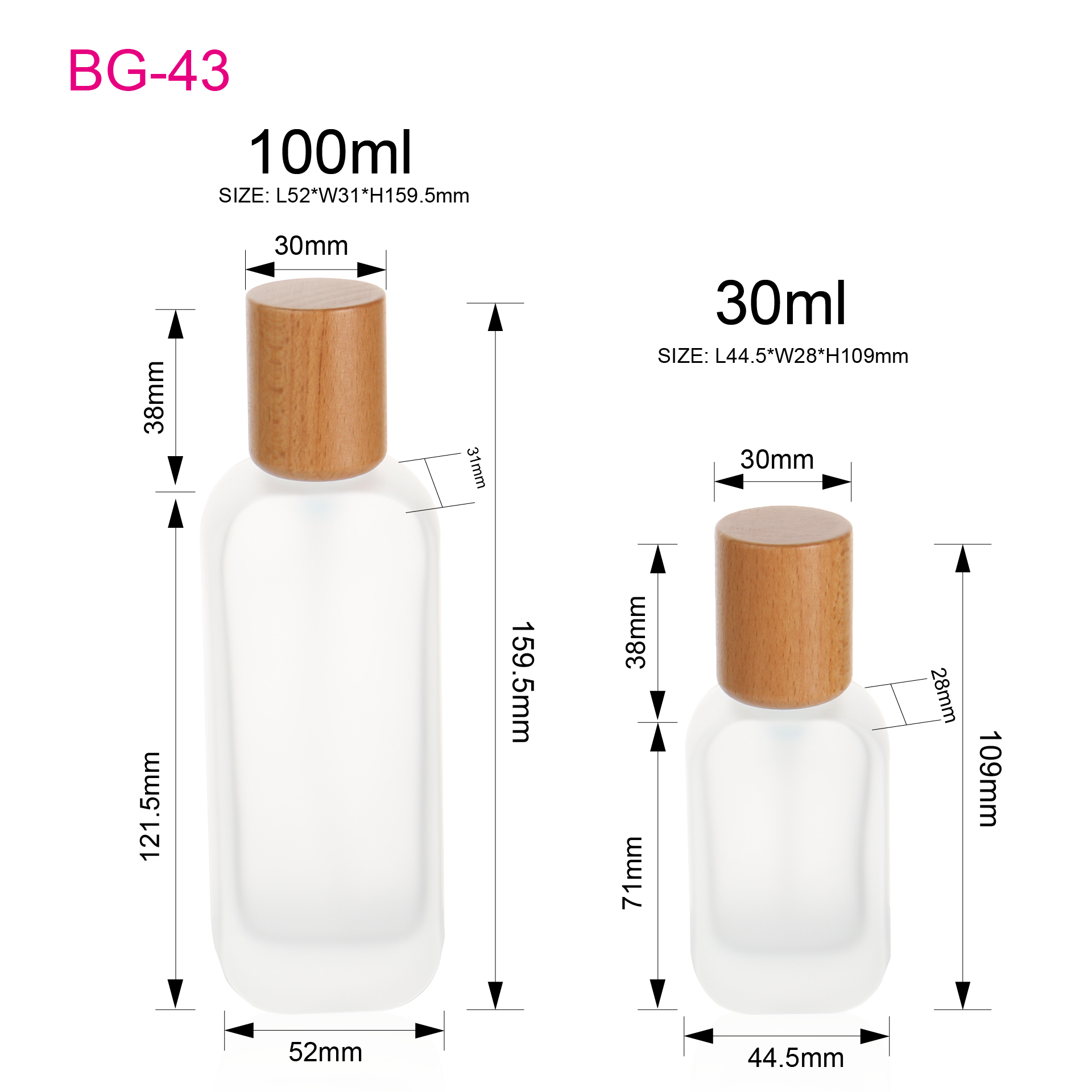 30g 30ml 60ml 100ml Skincare Frosted Clear E30ml ssential Oil Bamboo Glass Cosmetic Spray Lotion Pump Bottles And Cream Jar Packaging Set