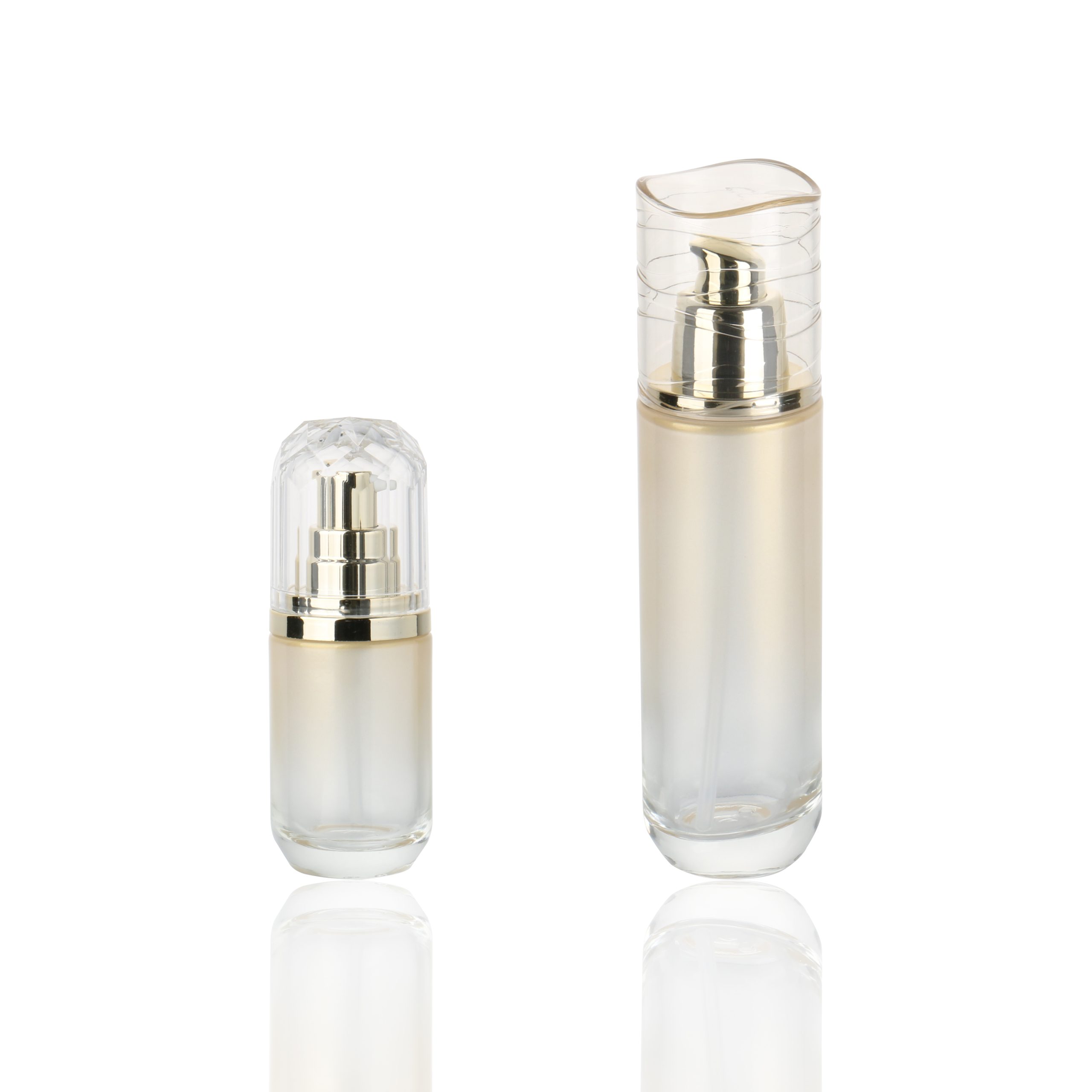 Luxury Skincare Serum Bottle Gold 40ml 100ml Cosmetic Glass Essential Oil Bottle With Dropper And Pump