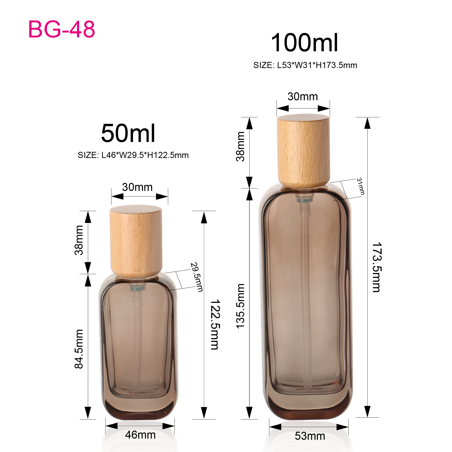 Flat Glass Skin Care Essential Lotion Pump Bottle 30ml 50ml 100ml Skincare Packaging Bottle And Jar With Beech Wooden Cap