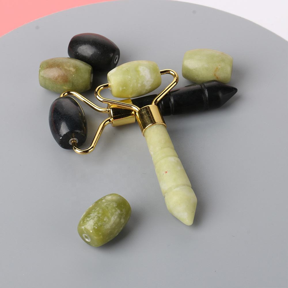 Jade Stone GuaSha Roller Stick White Black Green With Customized Logo