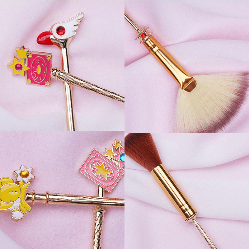 6Pcs Girl Gift Pink Makeup Brushes Cardcaptor Sakura Bling Cartoon Style Makeup Brush Set