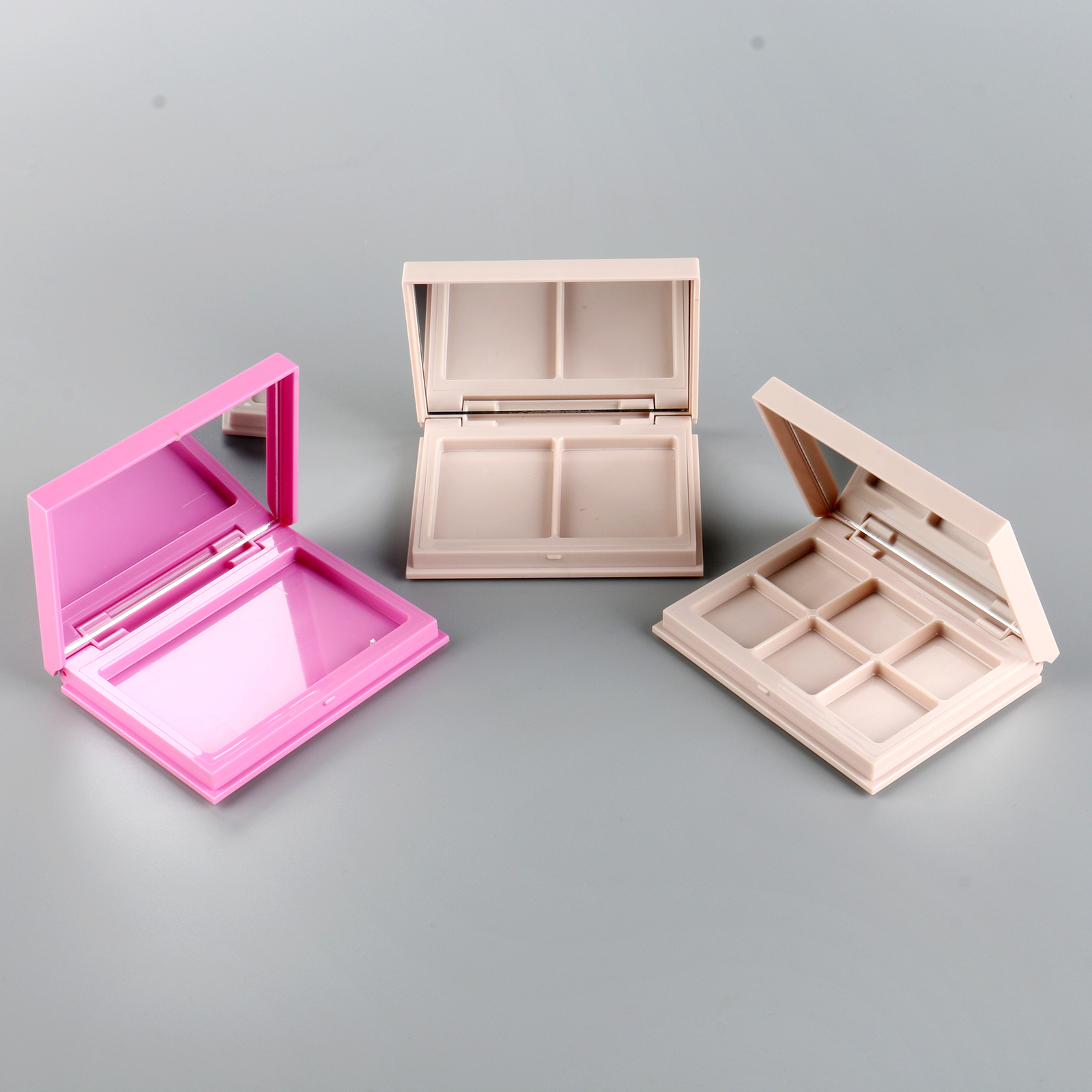 Plastic Makeup Cases Eyeshadow Containers 1/2/6 colors Compact Custom Empty Eye Shadow Blusher Palette With Mirror