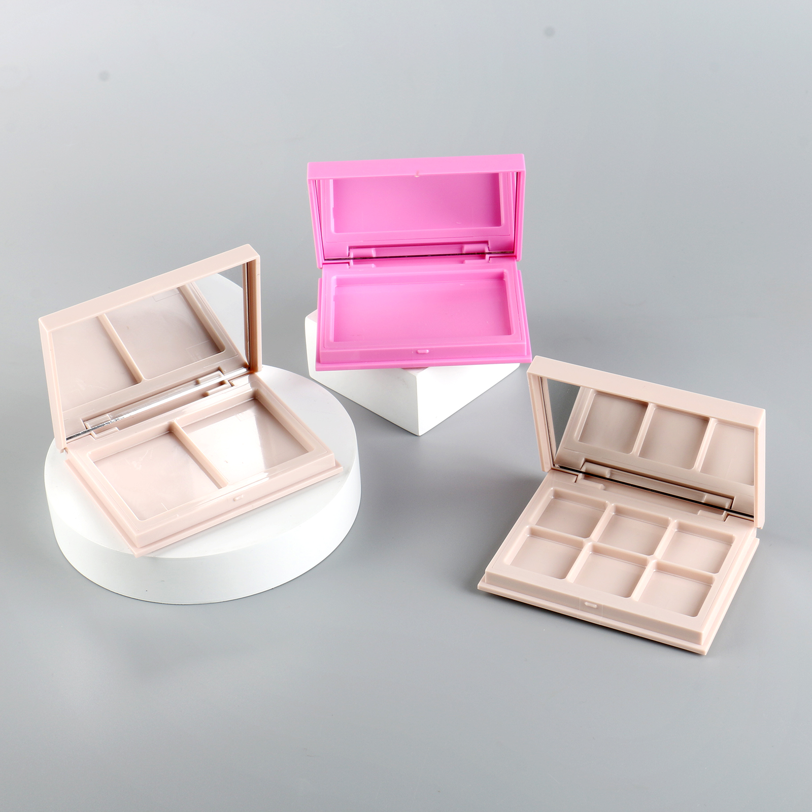 Plastic Makeup Cases Eyeshadow Containers 1/2/6 colors Compact Custom Empty Eye Shadow Blusher Palette With Mirror