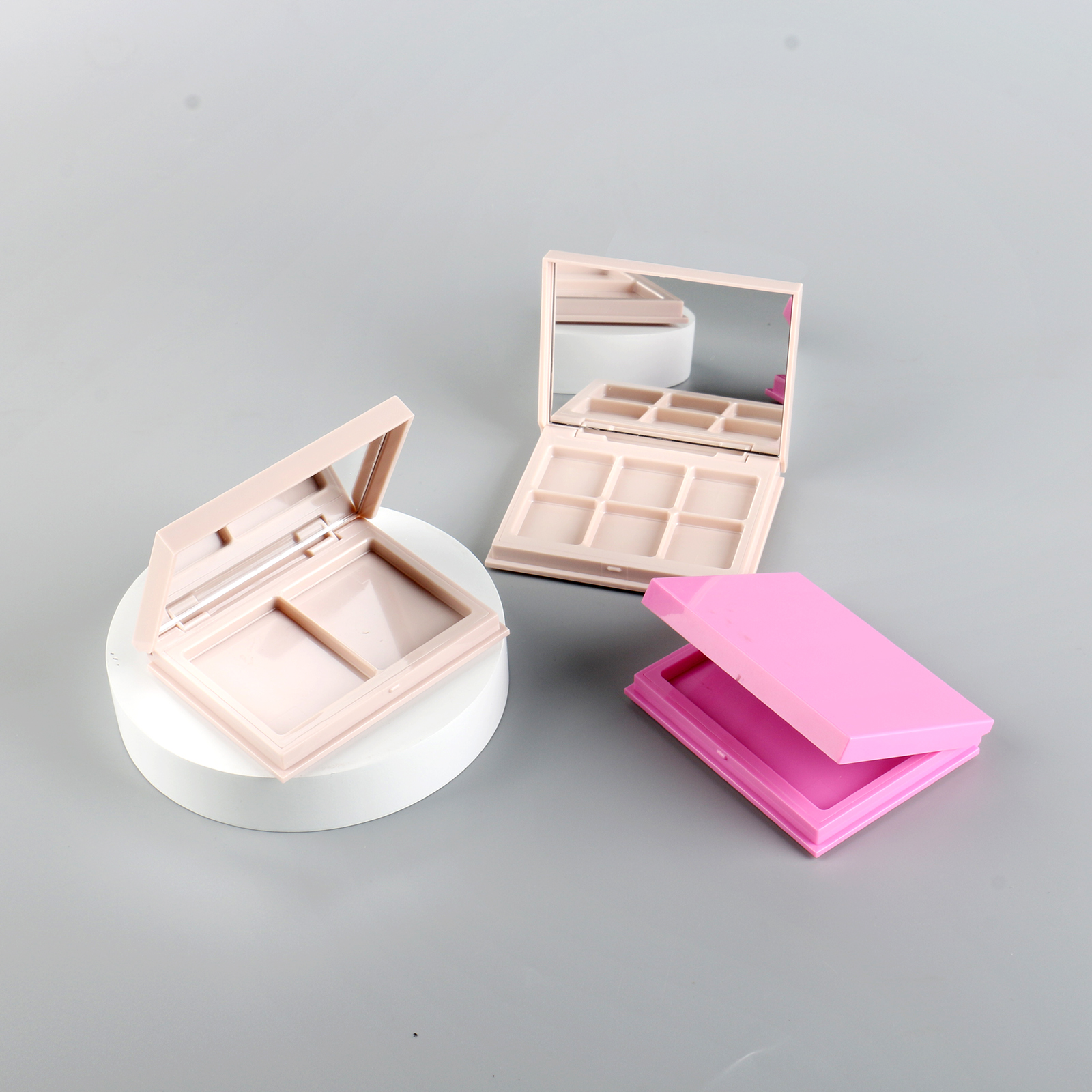 Plastic Makeup Cases Eyeshadow Containers 1/2/6 colors Compact Custom Empty Eye Shadow Blusher Palette With Mirror