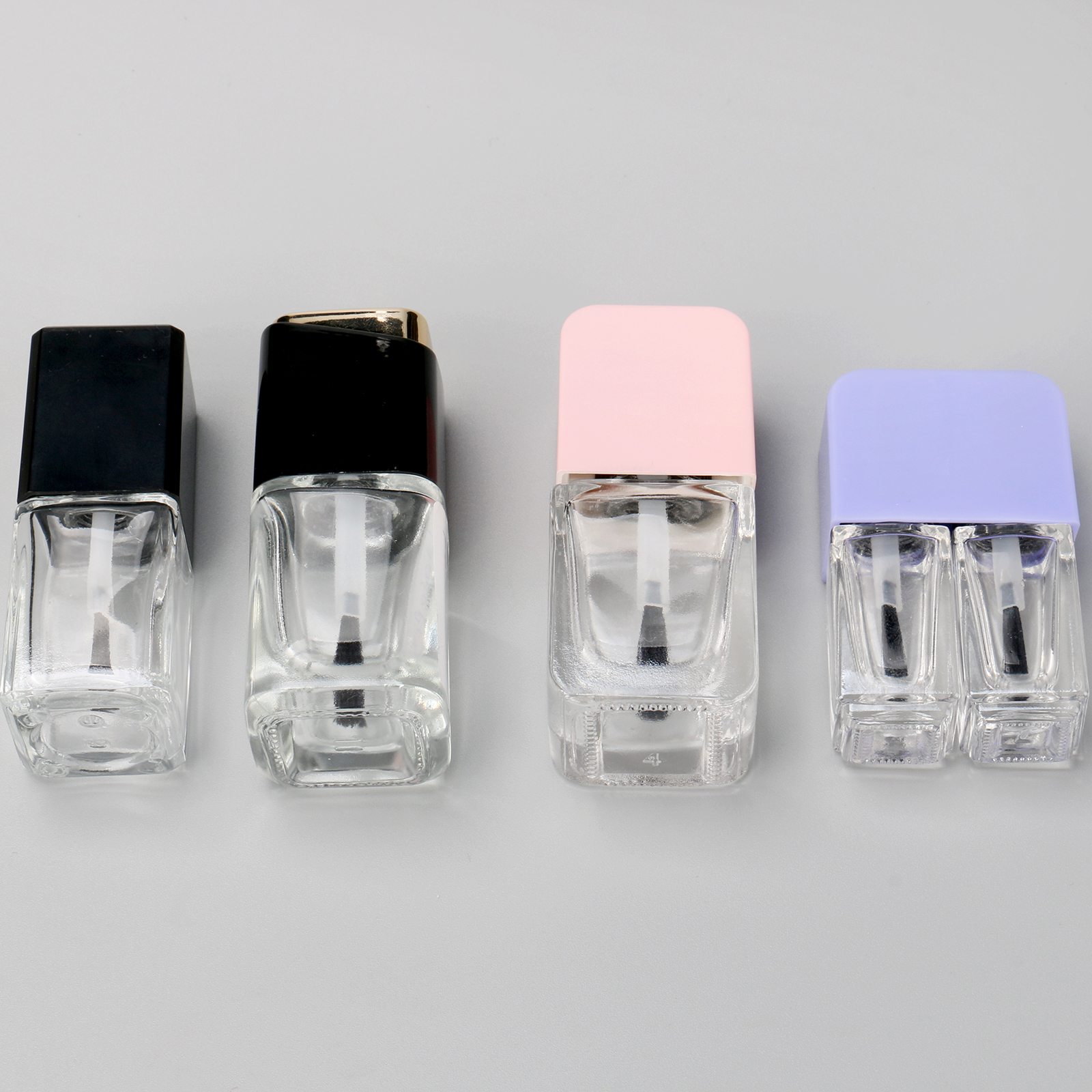 Empty 8ml 10ml Luxury Glass 2 in 1 Nail Polish Oil Packaging Square Gel Nail Polish Bottle With Cap And Brush