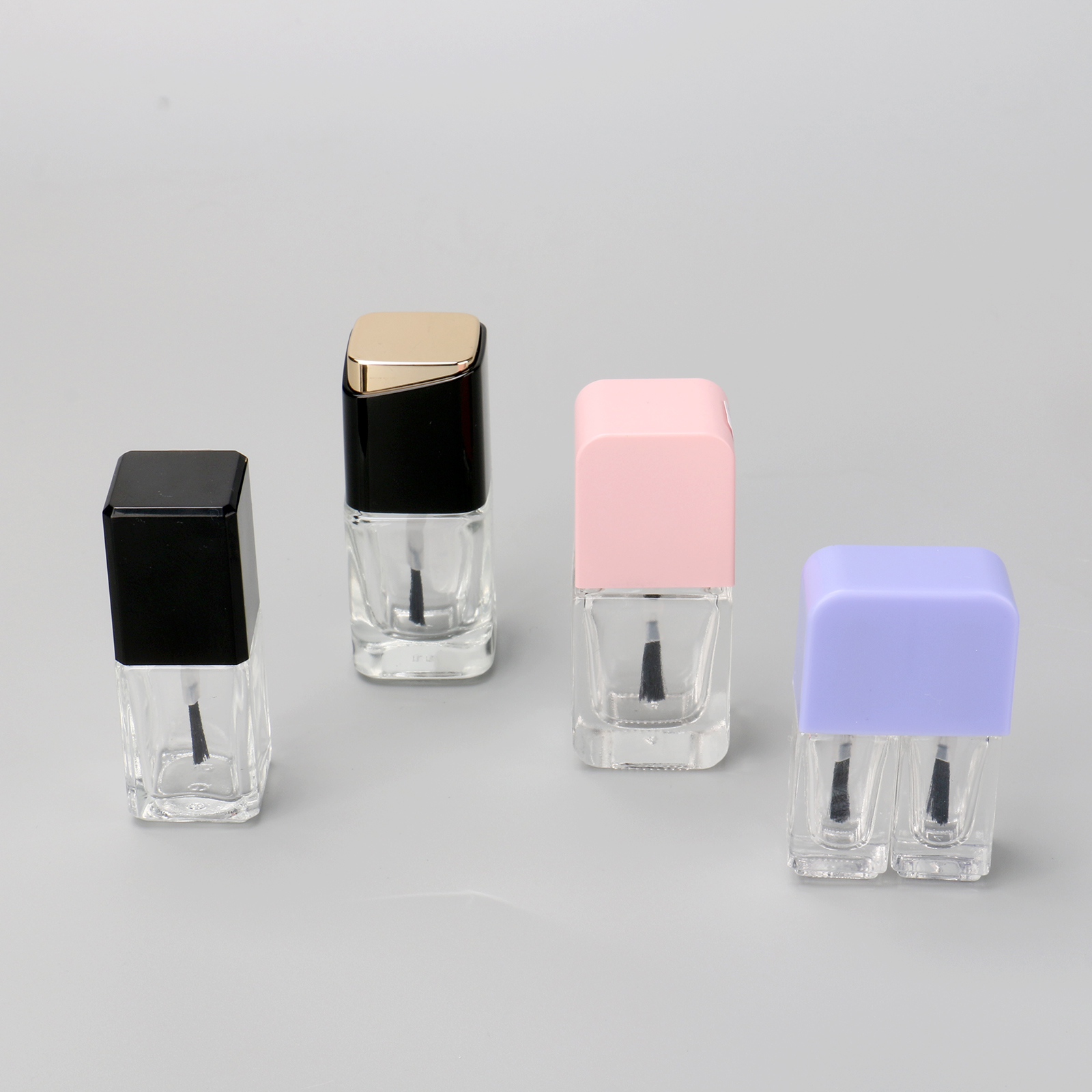 Empty 8ml 10ml Luxury Glass 2 in 1 Nail Polish Oil Packaging Square Gel Nail Polish Bottle With Cap And Brush