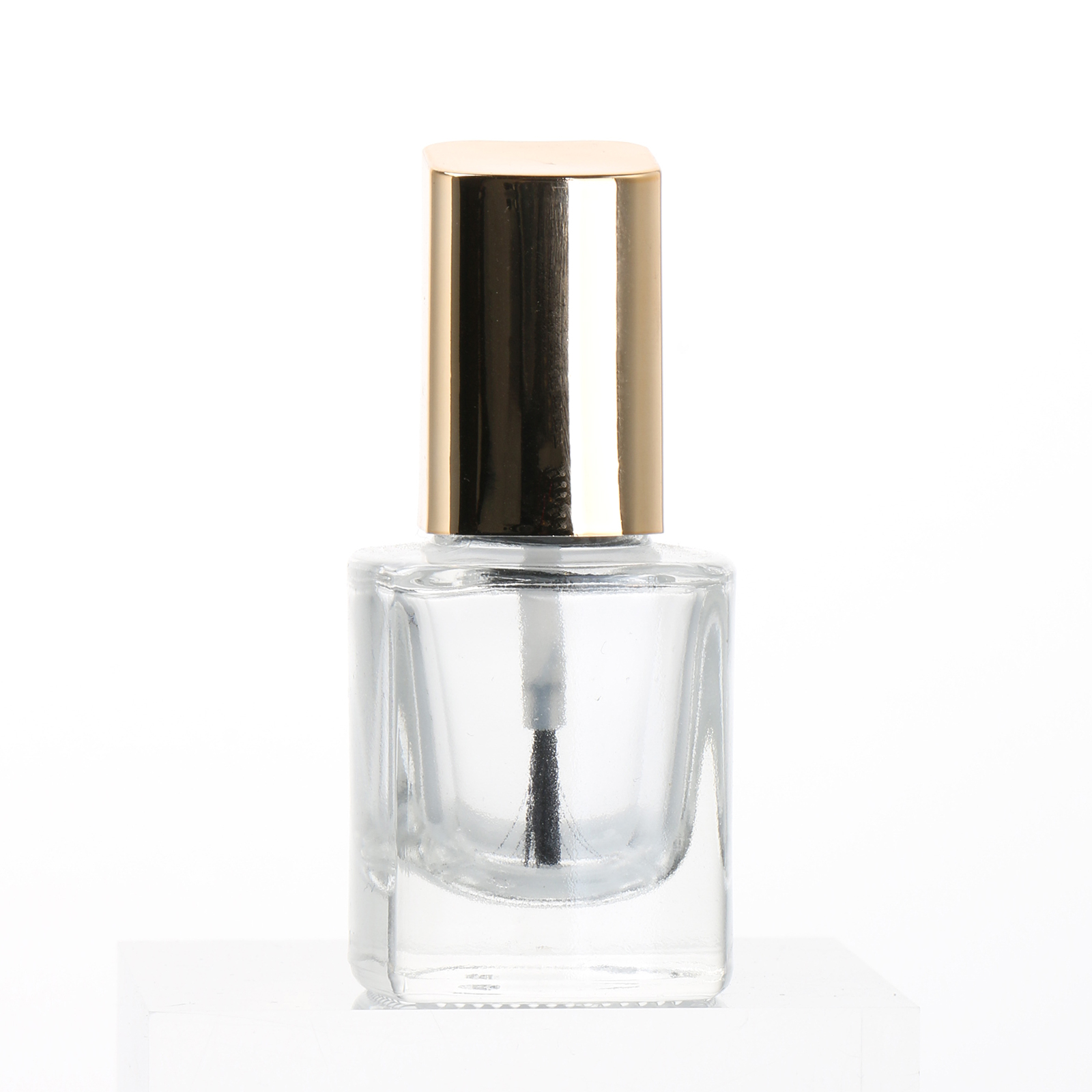 10ml Clear Square Shape Nail Oil Bottle 10ml Empty Rectangle Nail Polish Glass Bottle With Brush Gold Cap