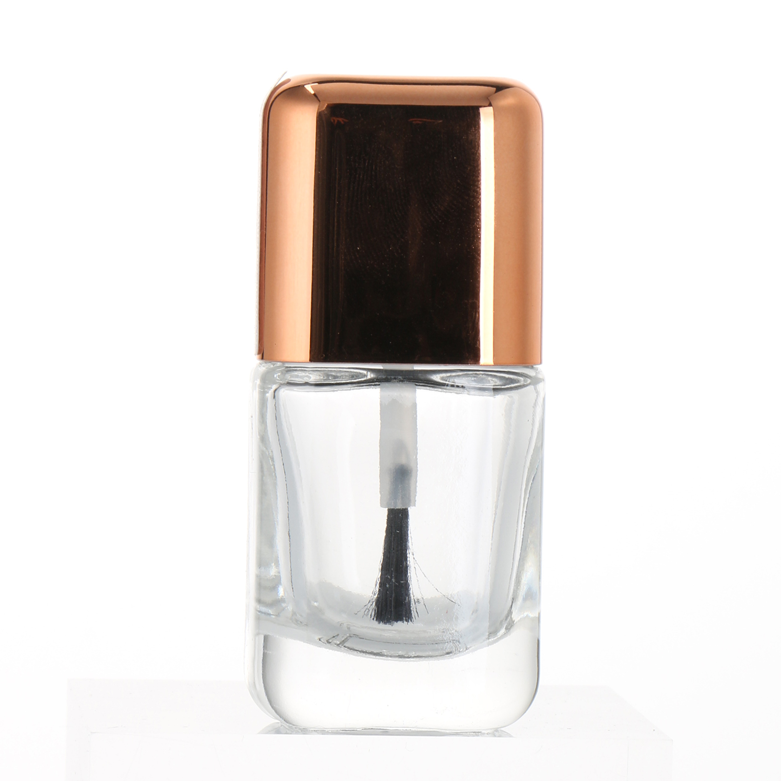 10ml Clear Square Shape Nail Oil Bottle 10ml Empty Rectangle Nail Polish Glass Bottle With Brush Gold Cap