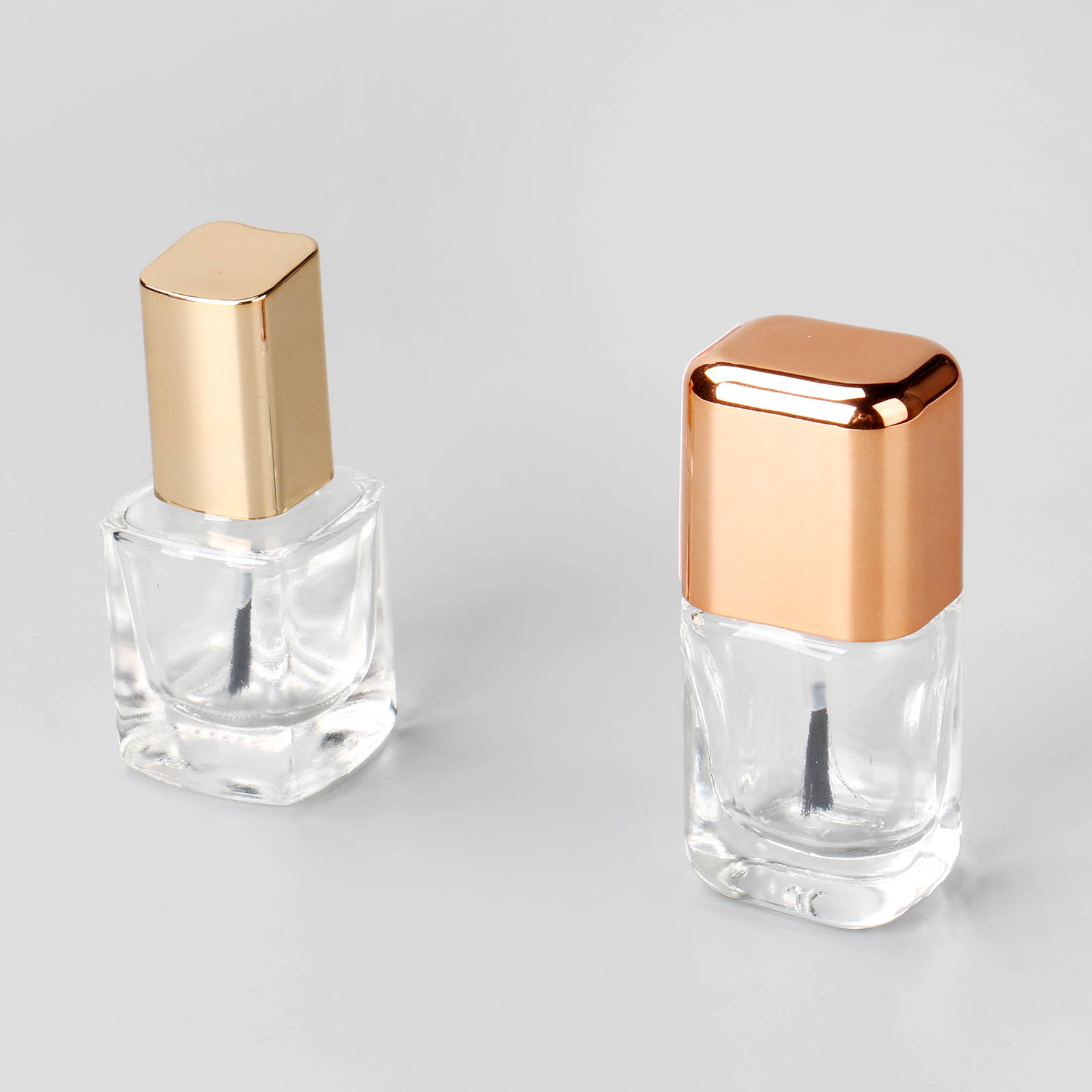 10ml Clear Square Shape Nail Oil Bottle 10ml Empty Rectangle Nail Polish Glass Bottle With Brush Gold Cap