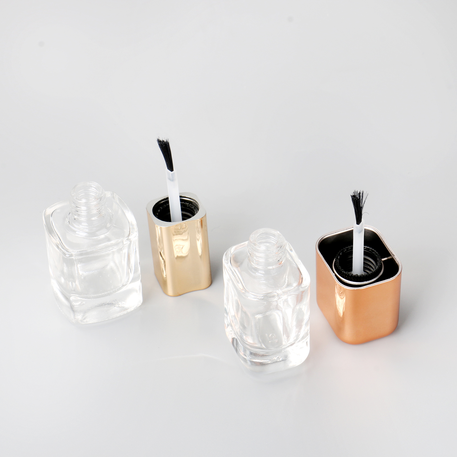 10ml Clear Square Shape Nail Oil Bottle 10ml Empty Rectangle Nail Polish Glass Bottle With Brush Gold Cap