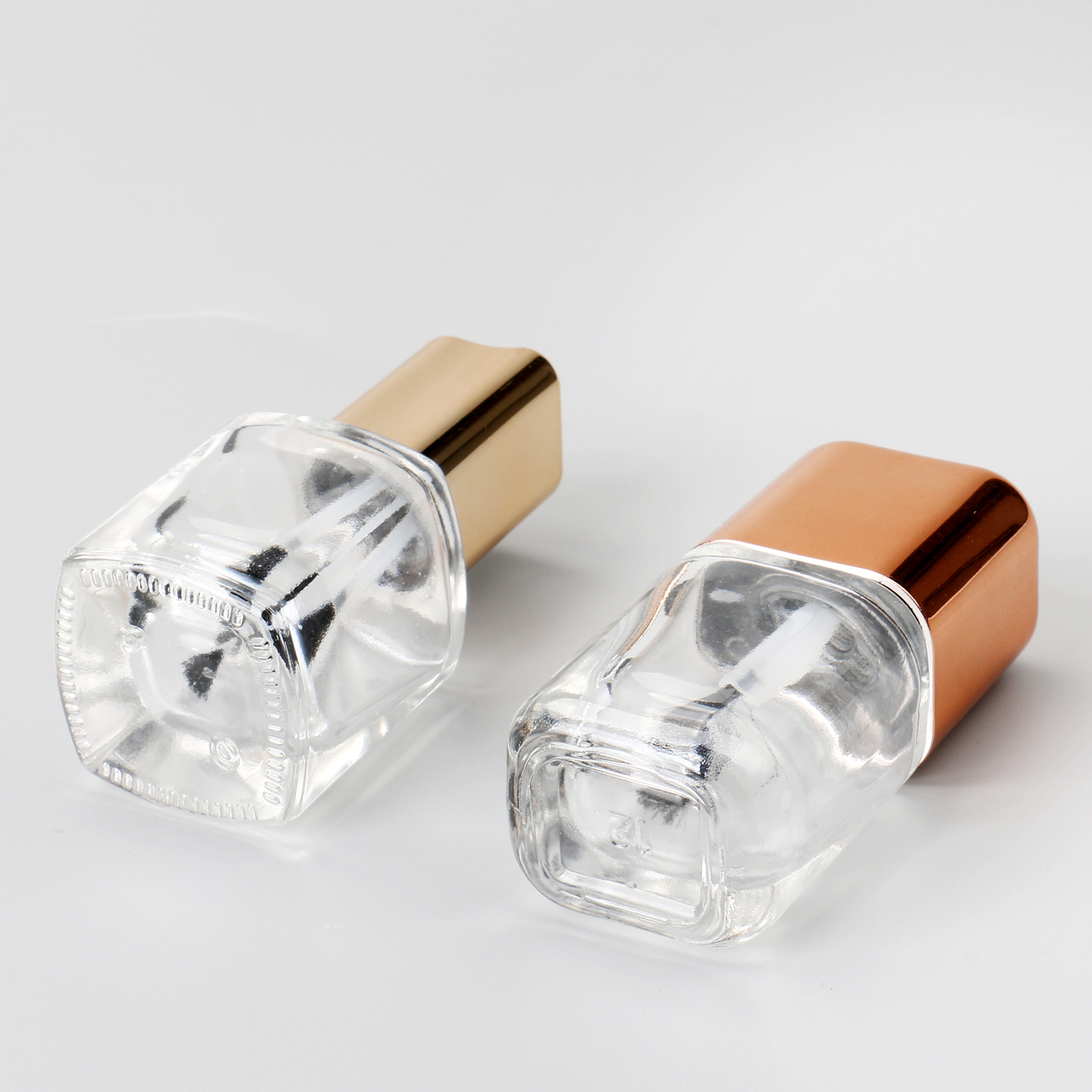 10ml Clear Square Shape Nail Oil Bottle 10ml Empty Rectangle Nail Polish Glass Bottle With Brush Gold Cap