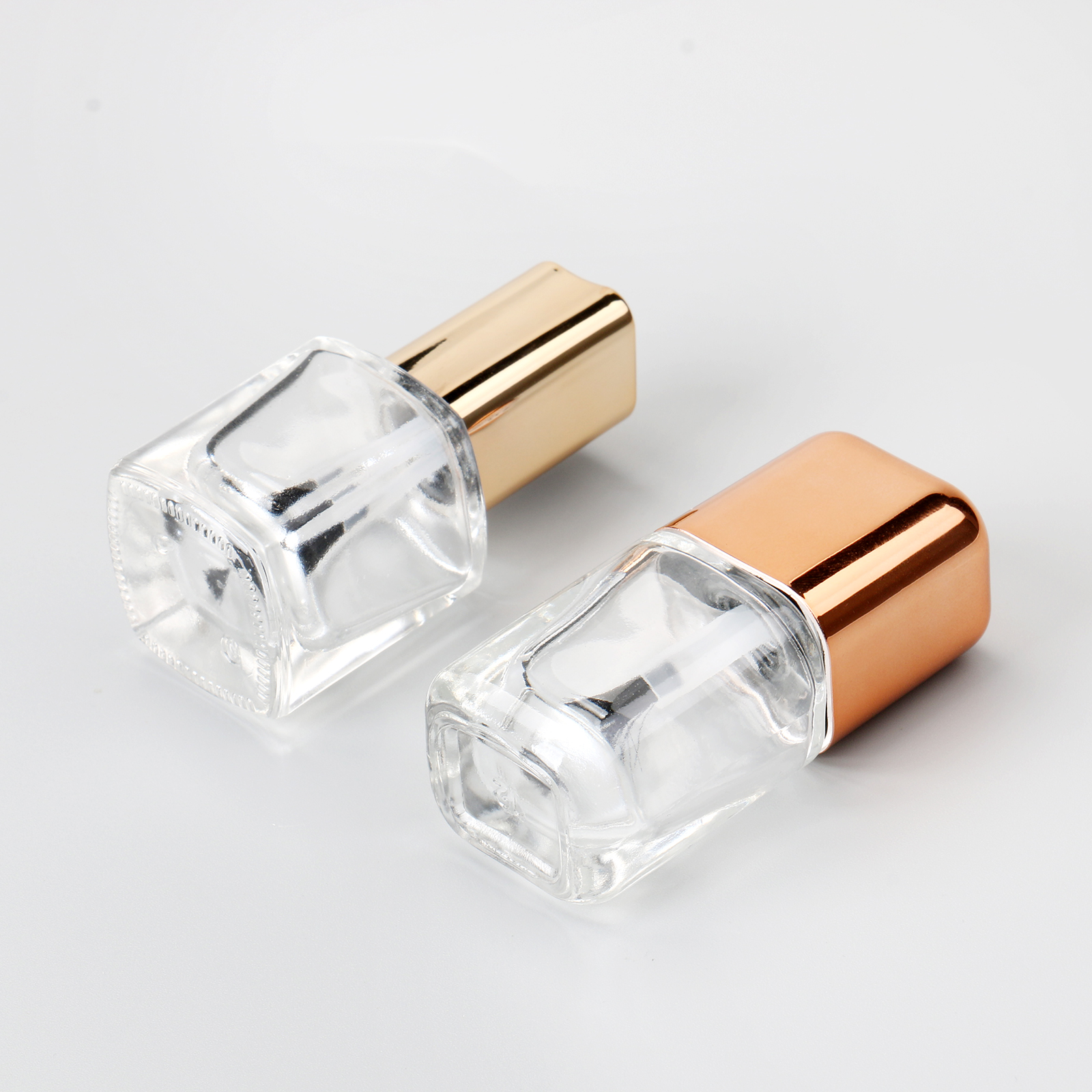 10ml Clear Square Shape Nail Oil Bottle 10ml Empty Rectangle Nail Polish Glass Bottle With Brush Gold Cap