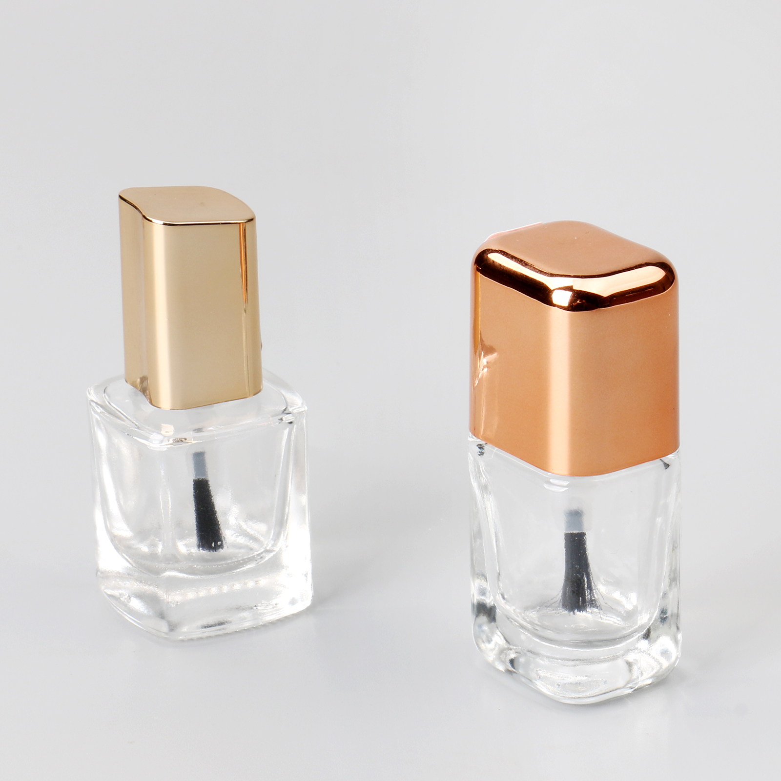 10ml Clear Square Shape Nail Oil Bottle 10ml Empty Rectangle Nail Polish Glass Bottle With Brush Gold Cap