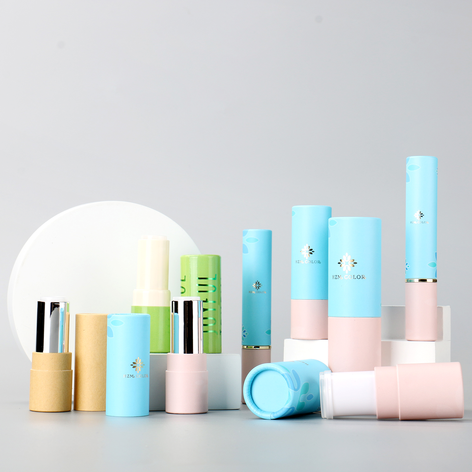 Biodegradable Custom Push Up Paper Cardboard Cosmetic Tube Lip Balm Deodorant Natural Skincare Container Packaging