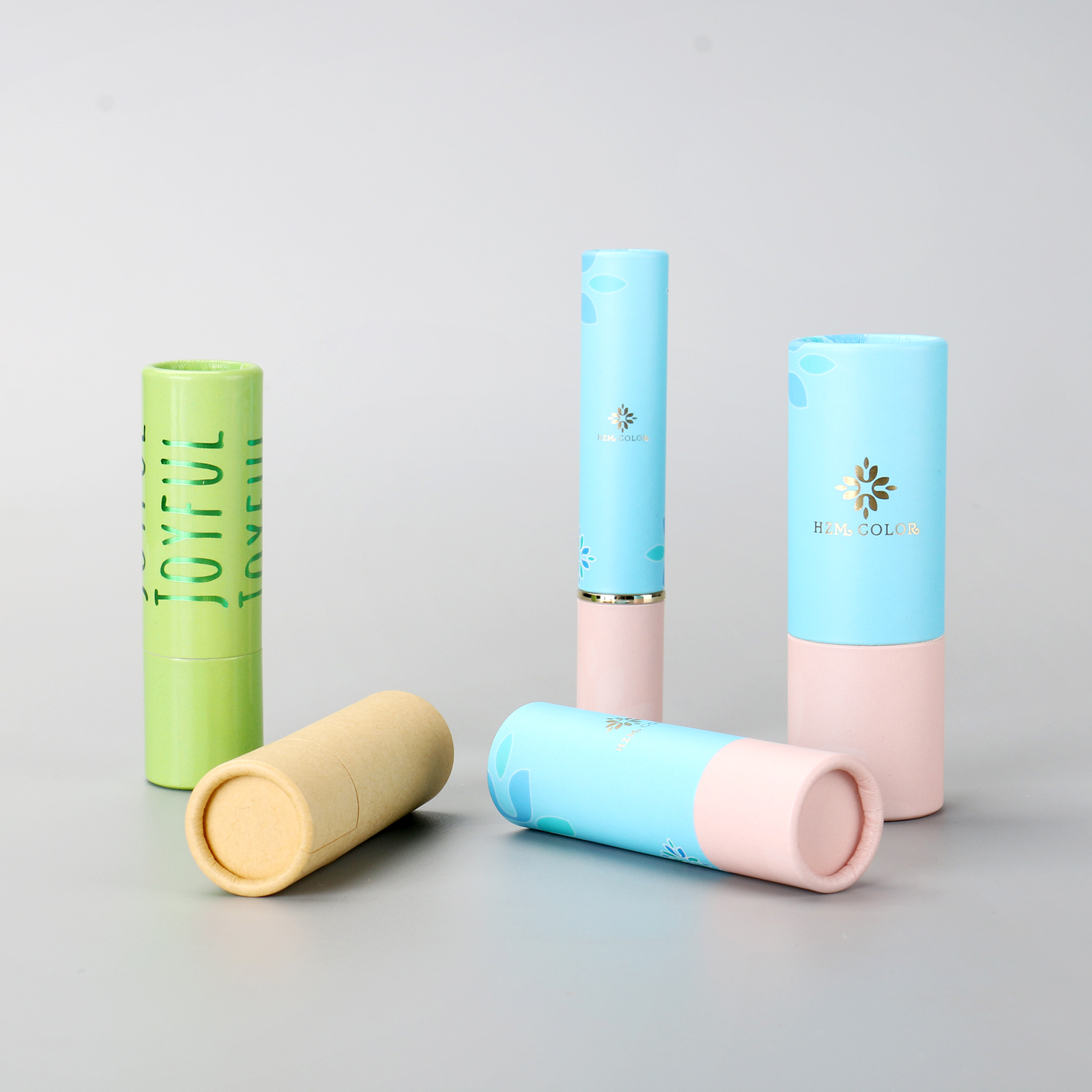 Biodegradable Custom Push Up Paper Cardboard Cosmetic Tube Lip Balm Deodorant Natural Skincare Container Packaging