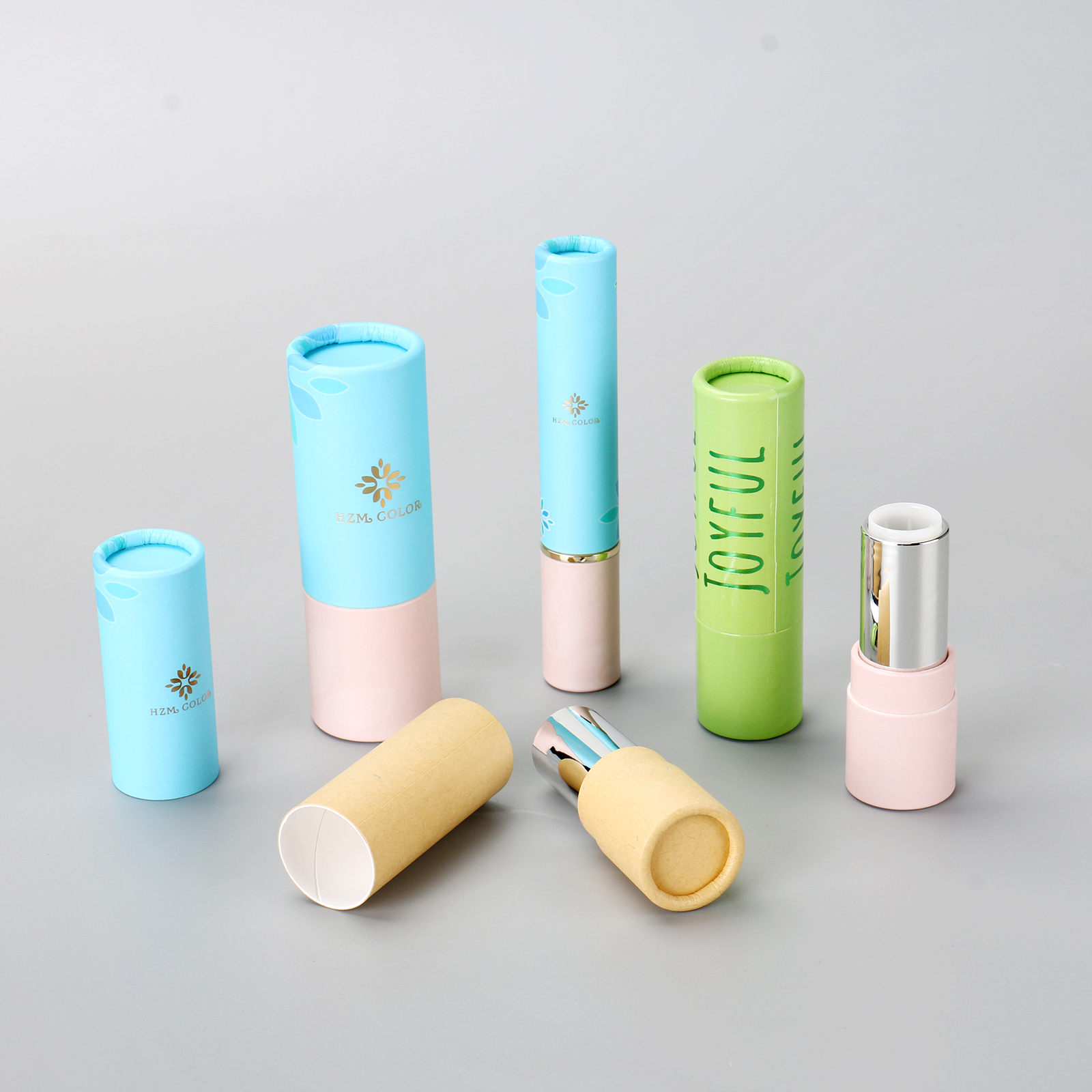 Biodegradable Custom Push Up Paper Cardboard Cosmetic Tube Lip Balm Deodorant Natural Skincare Container Packaging