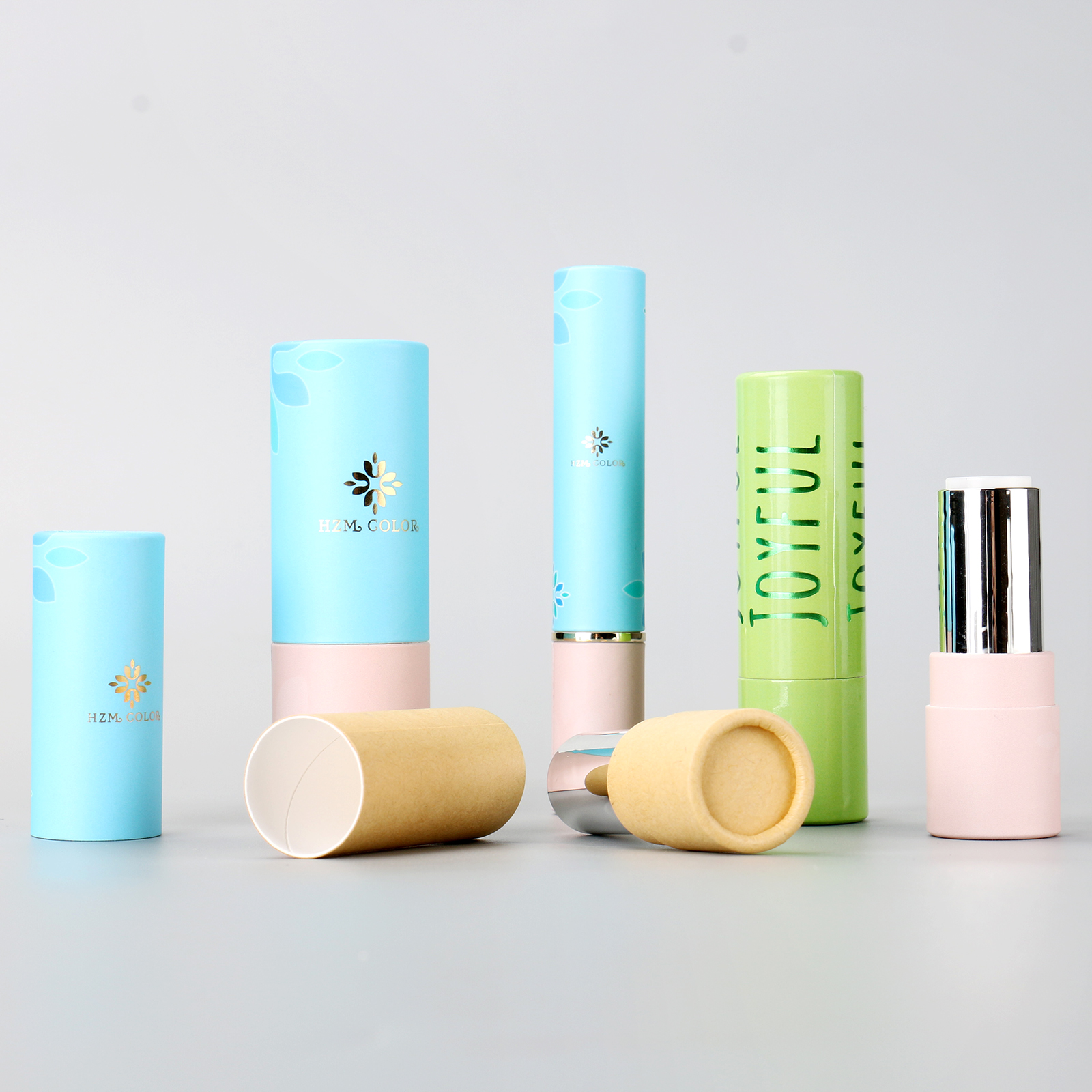 Biodegradable Custom Push Up Paper Cardboard Cosmetic Tube Lip Balm Deodorant Natural Skincare Container Packaging