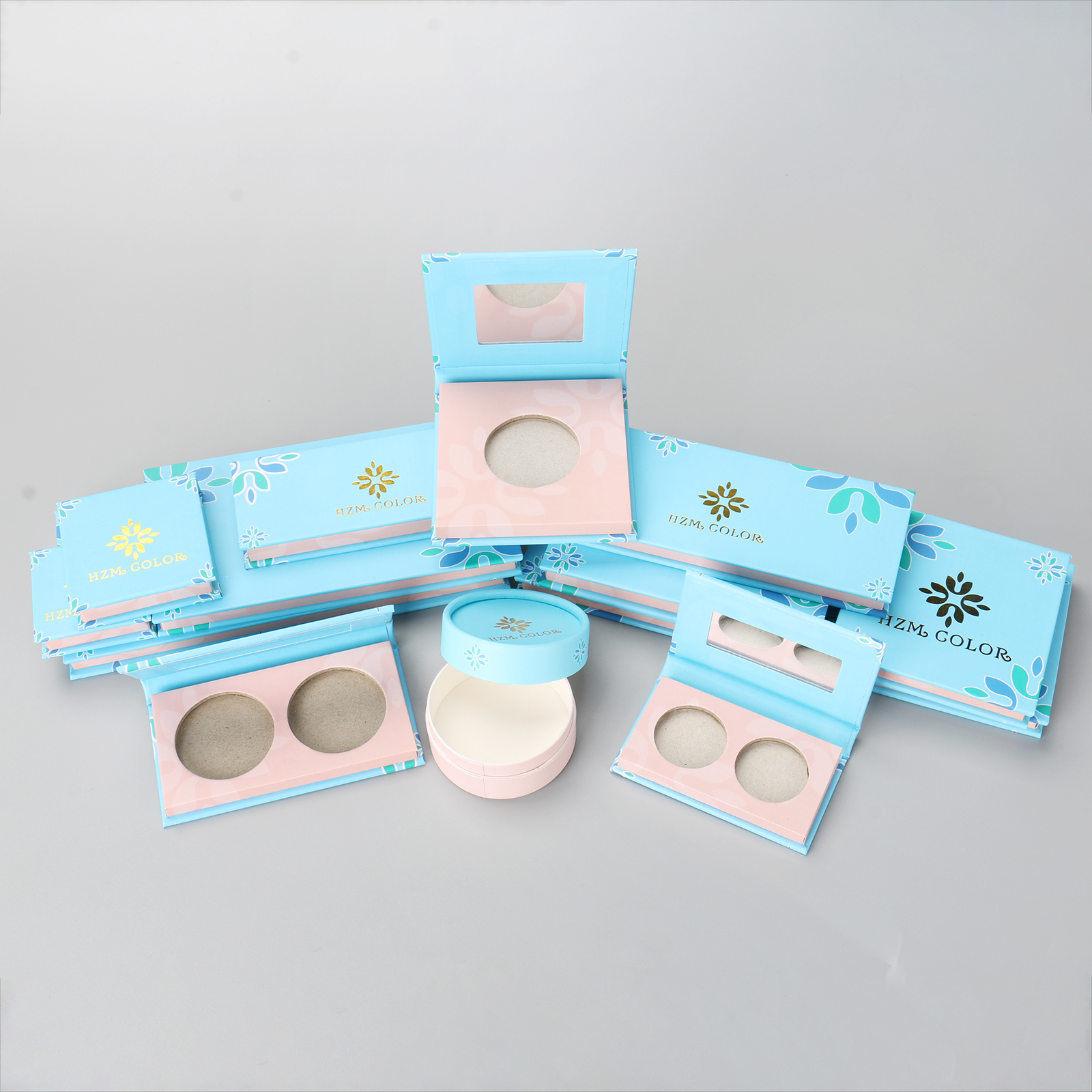 HZM COLOR Printed Logo Multi Pans Custom Empty Eco Friendly Paper Cardboard Palette Box Eyeshadow Packaging