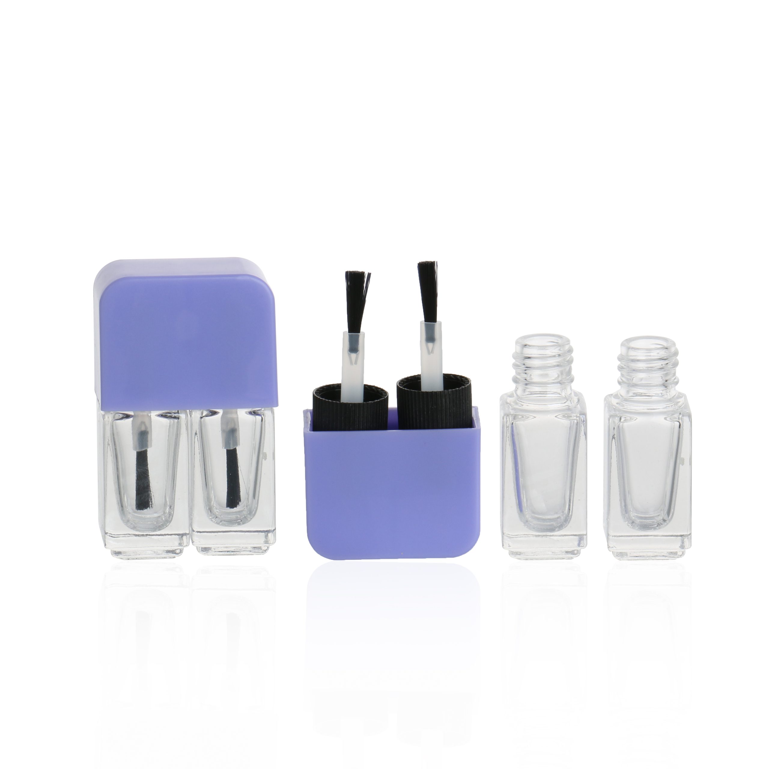 Empty 8ml 10ml Luxury Glass 2 in 1 Nail Polish Oil Packaging Square Gel Nail Polish Bottle With Cap And Brush