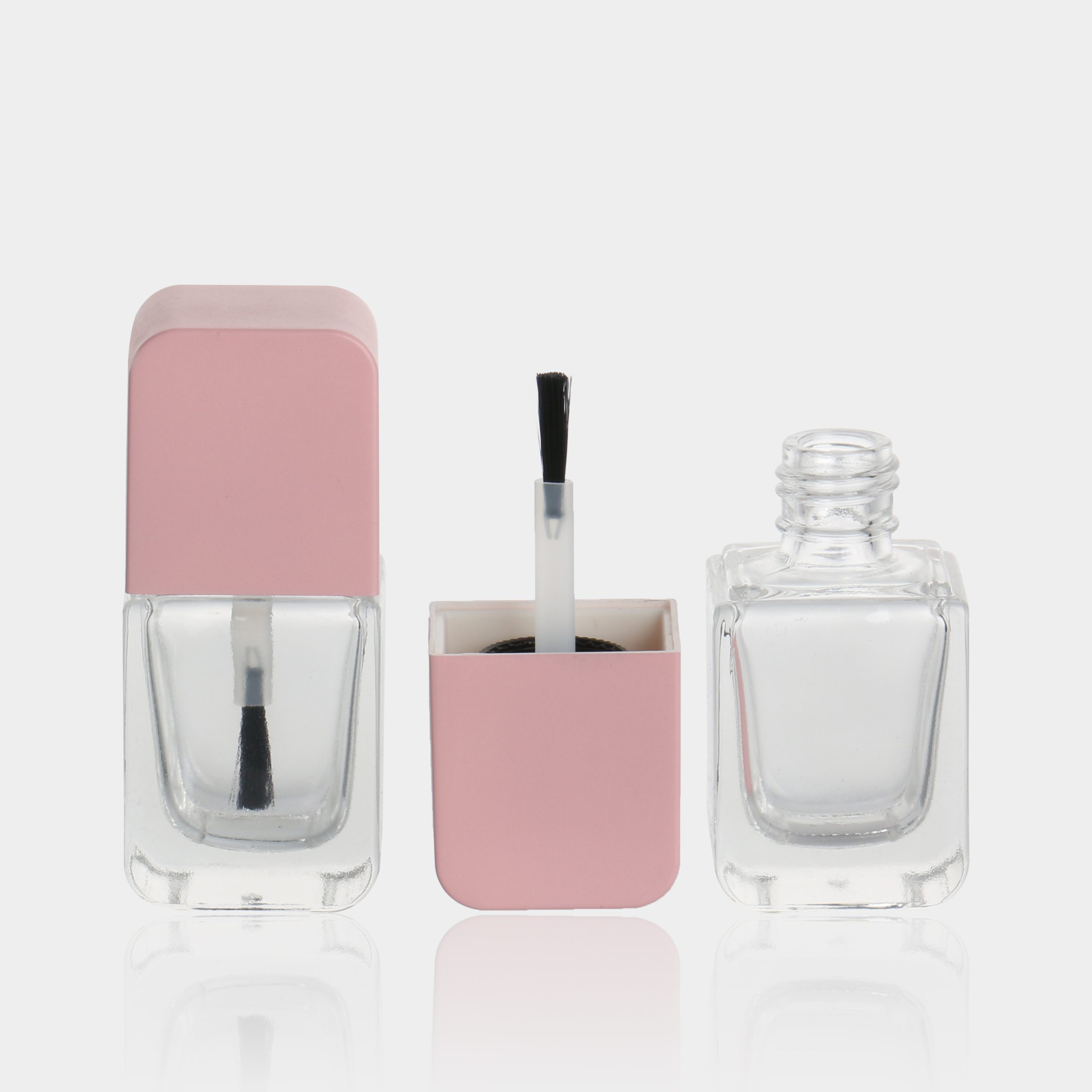 Empty 8ml 10ml Luxury Glass 2 in 1 Nail Polish Oil Packaging Square Gel Nail Polish Bottle With Cap And Brush