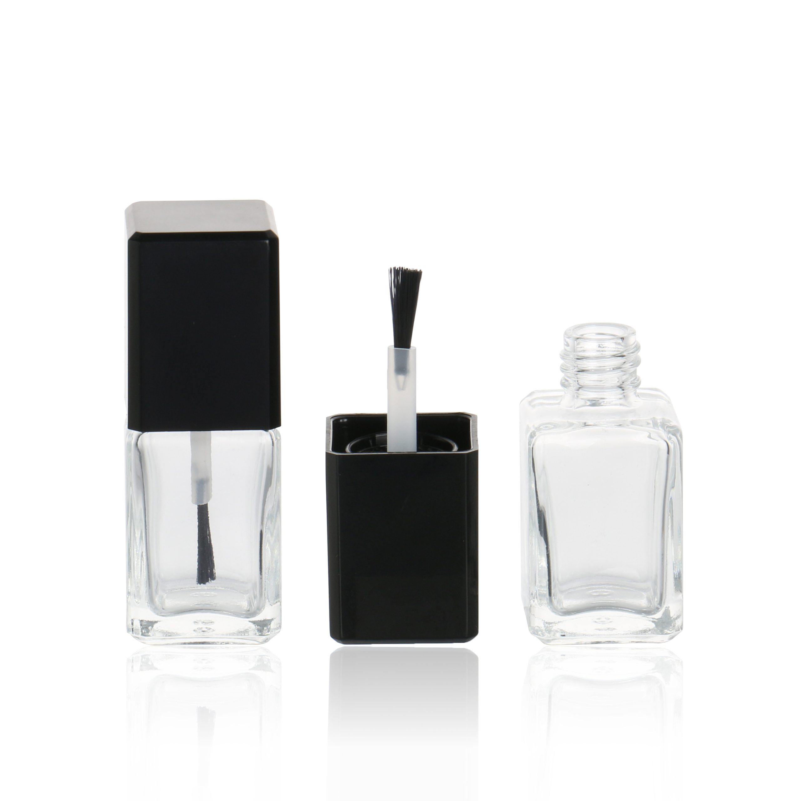 Empty 8ml 10ml Luxury Glass 2 in 1 Nail Polish Oil Packaging Square Gel Nail Polish Bottle With Cap And Brush