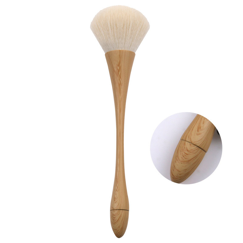 Professional Cosmetic Powder Single Makeup Brush Wooden Pattern Slim Waist Shape Design Nail Cleaning Up Brush