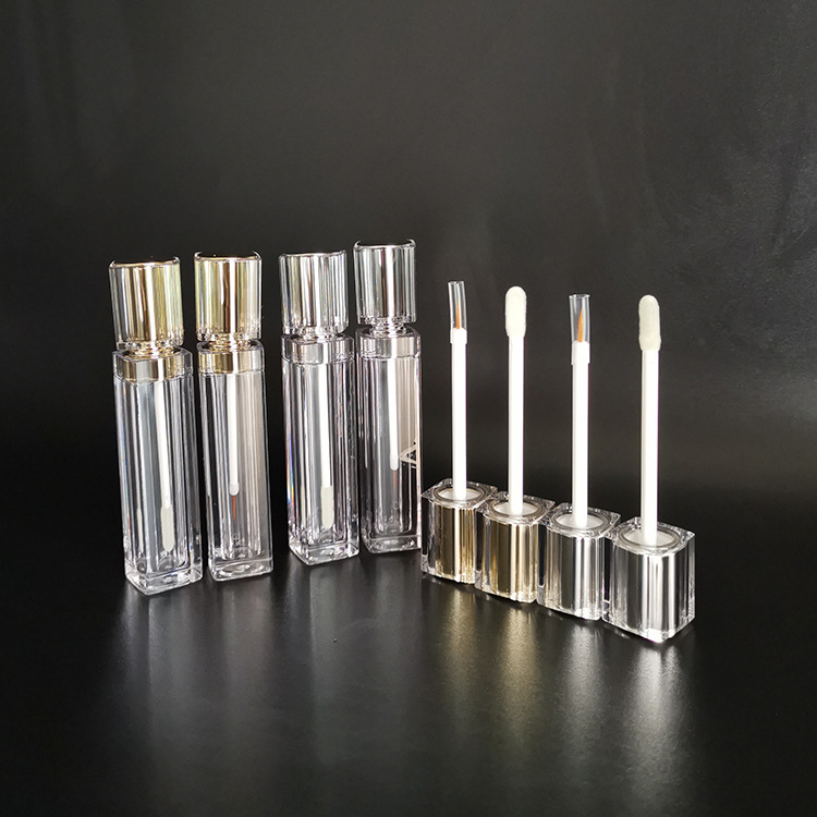 New Arrival Golden Color New Style Unique Lipgloss Bottles Screen Printing Plastic Clear Lipgloss Tubes Custom Logo