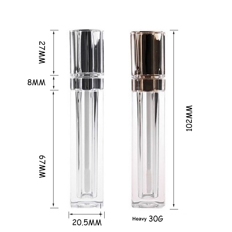 New Arrival Golden Color New Style Unique Lipgloss Bottles Screen Printing Plastic Clear Lipgloss Tubes Custom Logo